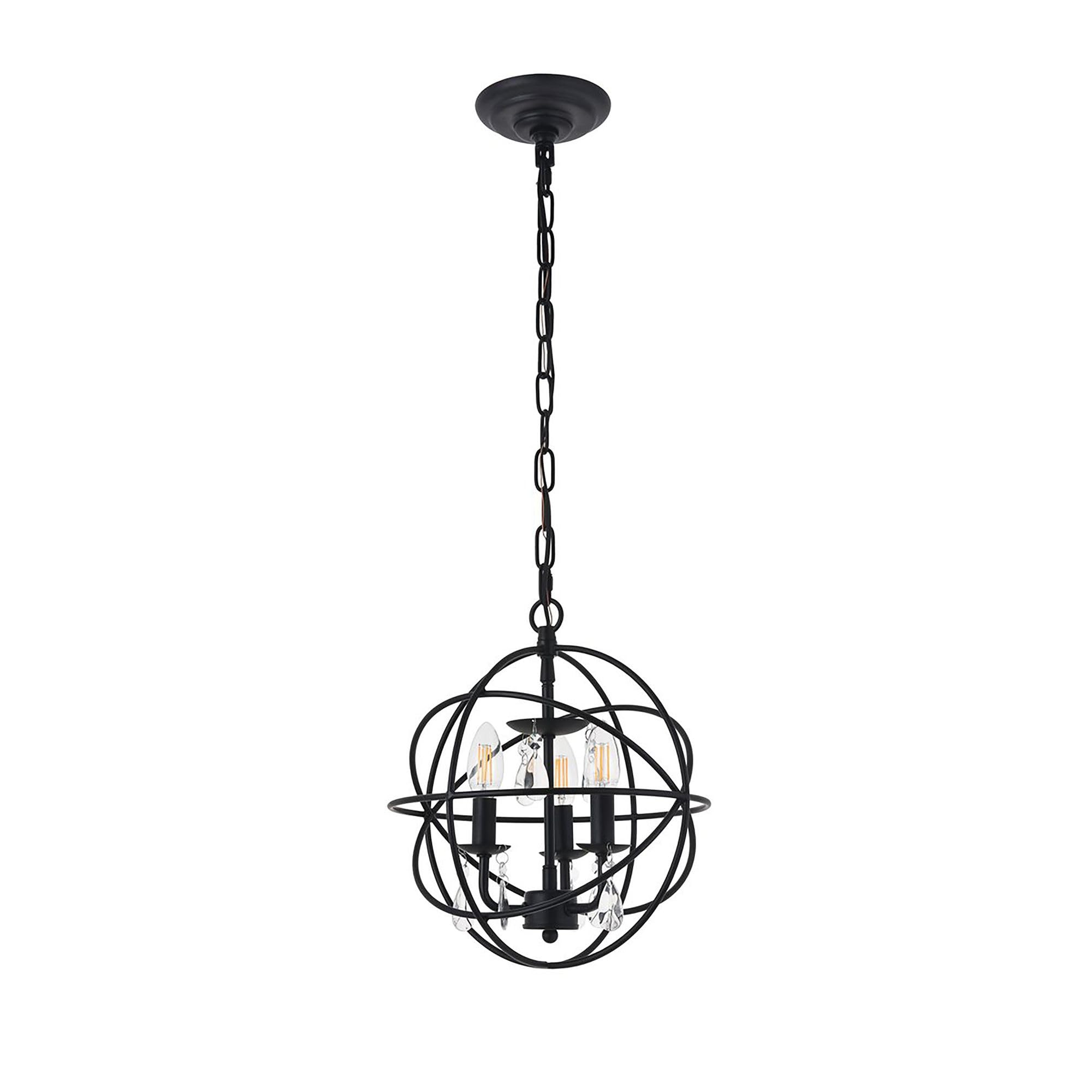 Living District Indoor Modern Home Decorative Bright Ceiling Wallace 3 Light Matte Black Pendant