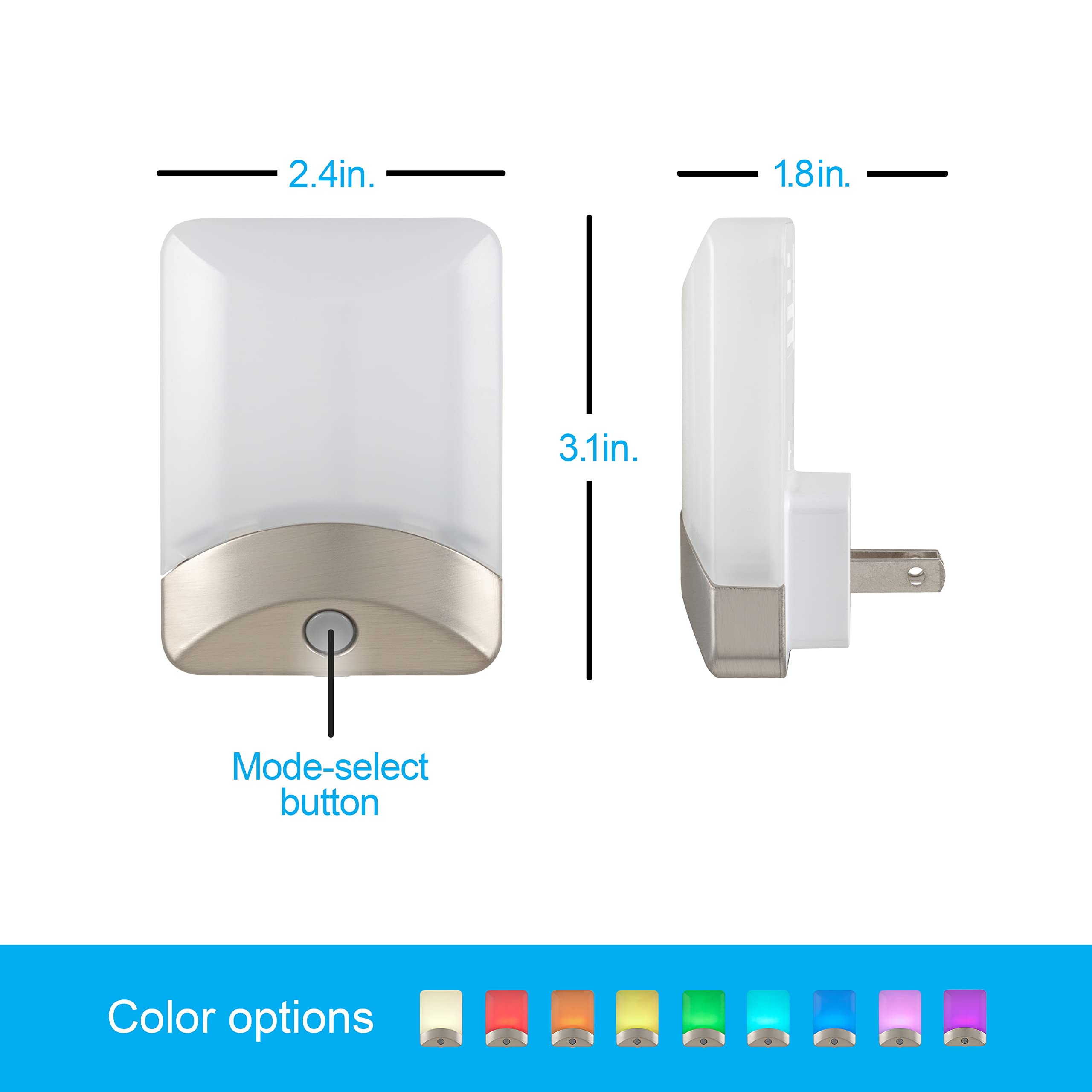 GE Color-Changing LED Night Light, 1 pack, Plug Into Wall, Dusk to Dawn Sensor, For bathroom, Childrens Room, Nursery, Safety Ra