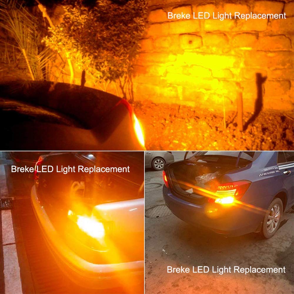 BlyilyB 3157 LED Bulbs, Amber Yellow, 850 Lumens, Replacement for Brake Lights, Pack of 4