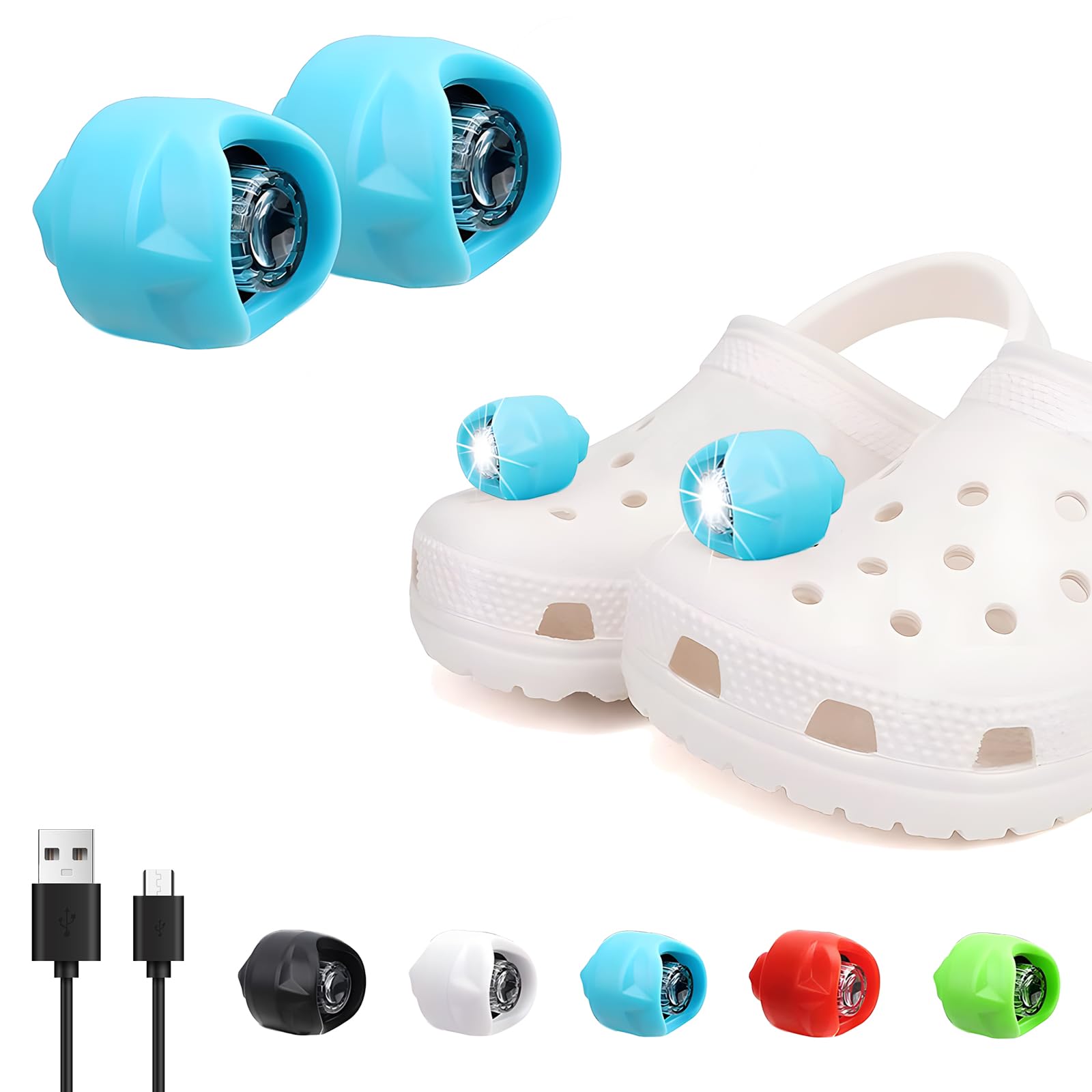 Vergissm Rechargeable Headlights Compatible With Croc, 2 Pcs Led Lights, Waterproof Hands Free Flashlights For Kids Adults, Nove