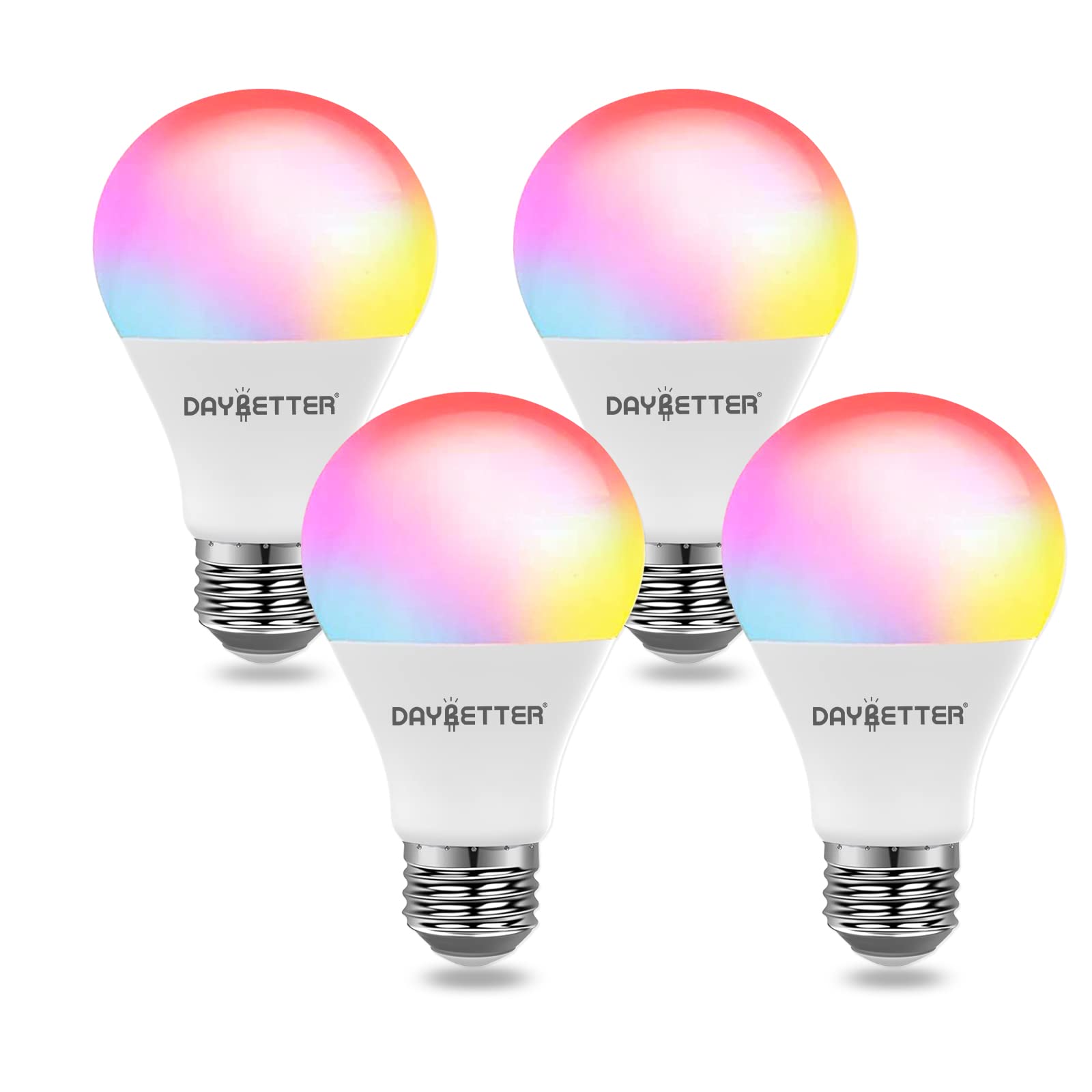 Daybetter Tuya Smart Light Bulbs, Rgbcw Wi-Fi Color Changing Led Bulbs Compatible With Alexa & Google Home Assistant, A19 E26 9W