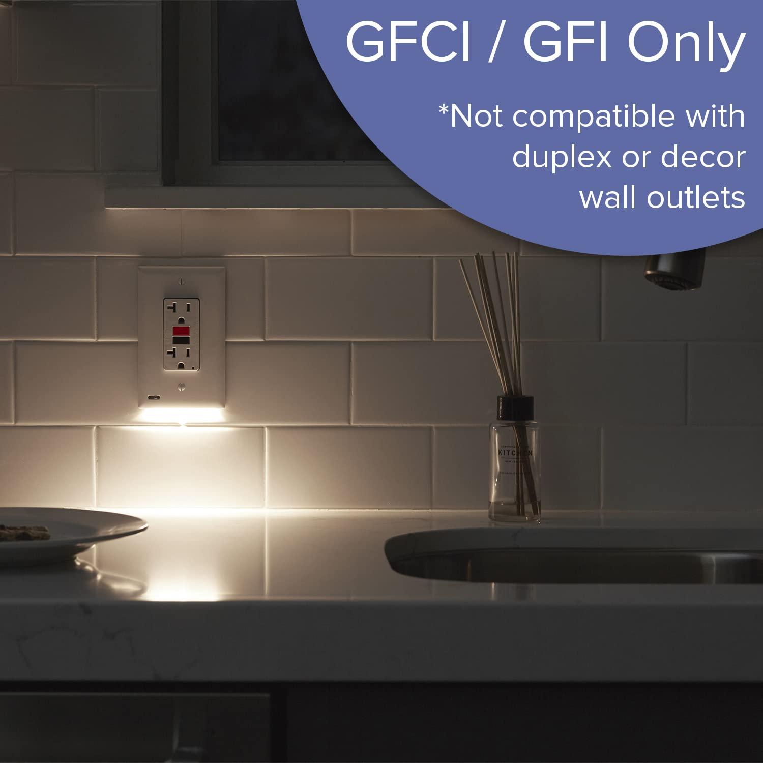 SnapPower GFCI GuideLight 10 Pack - Auto On/Off LED Night Lights for GFCI Outlets - Black