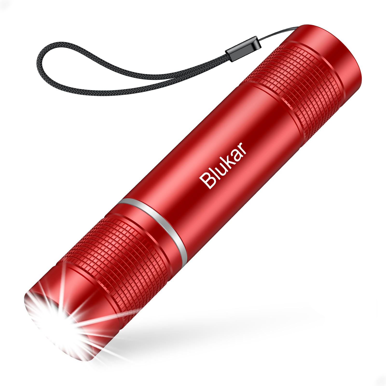 Blukar Rechargeable Flashlight - 2000L Led, Zoomable, Adjustable Brightness, 1 Pack, Red, Model K9132