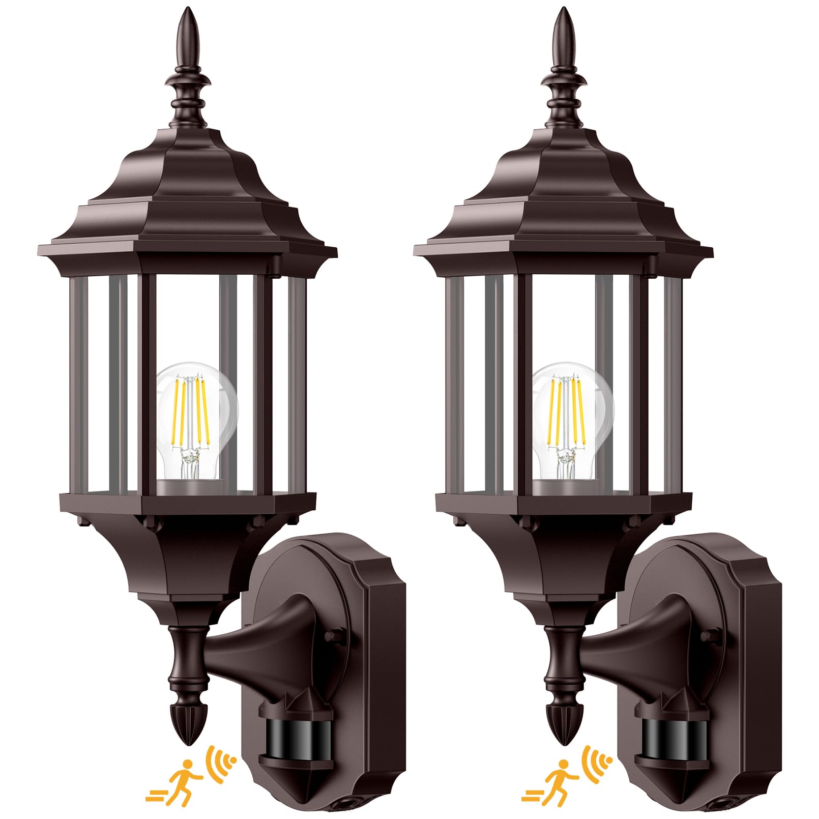 Redluck Motion Sensor Outdoor Lights, 2 Pack 16 inch Dusk to Dawn Outside Porch Lights, Waterproof Anti-Rust Outdoor Wall Lights