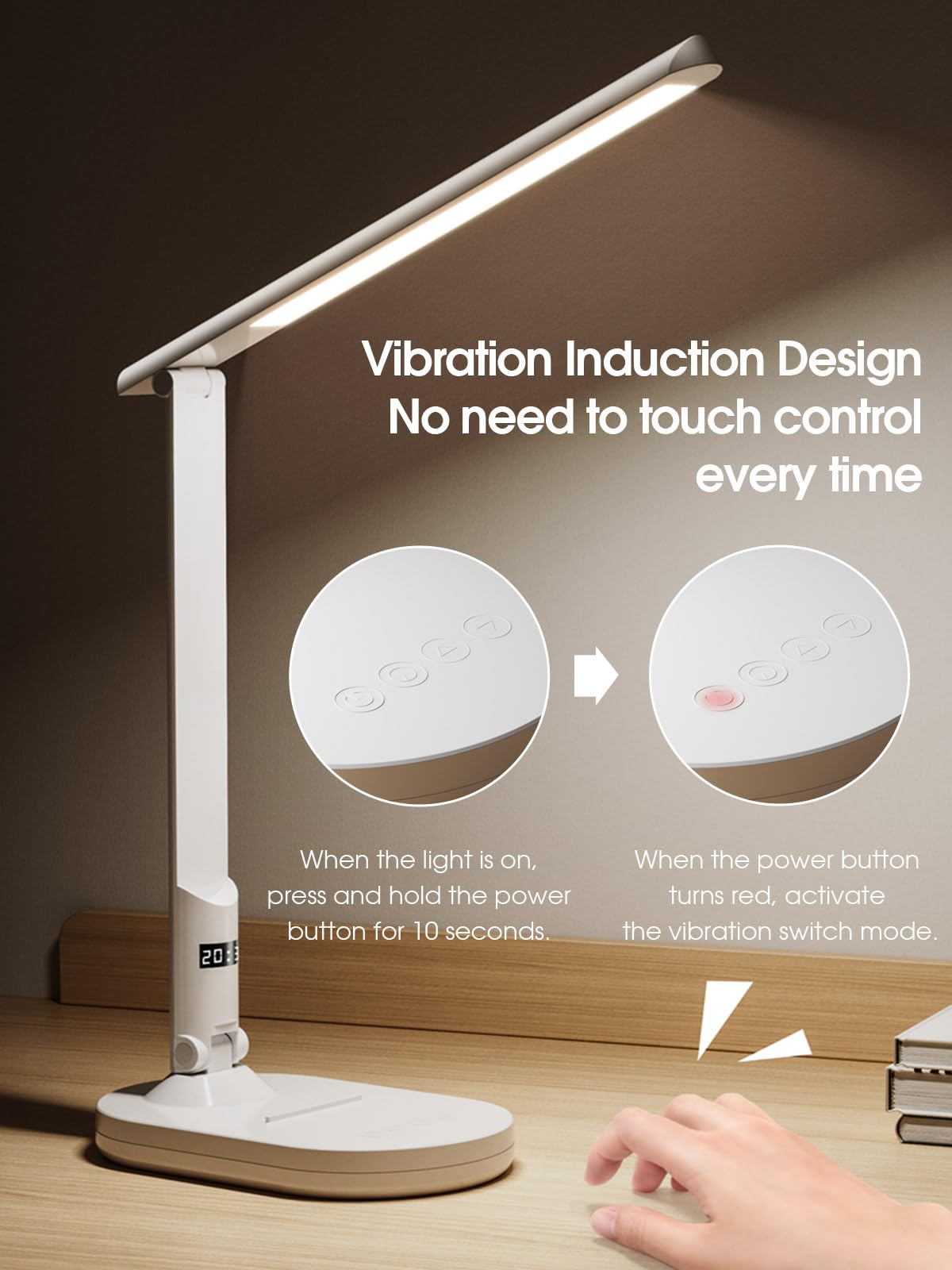 LEDLAY Foldable LED Desk Lamp for Home Office, 3 Color Modes & 4-Level Brightness, Rechargeable USB-C Study Light, Space-Saving