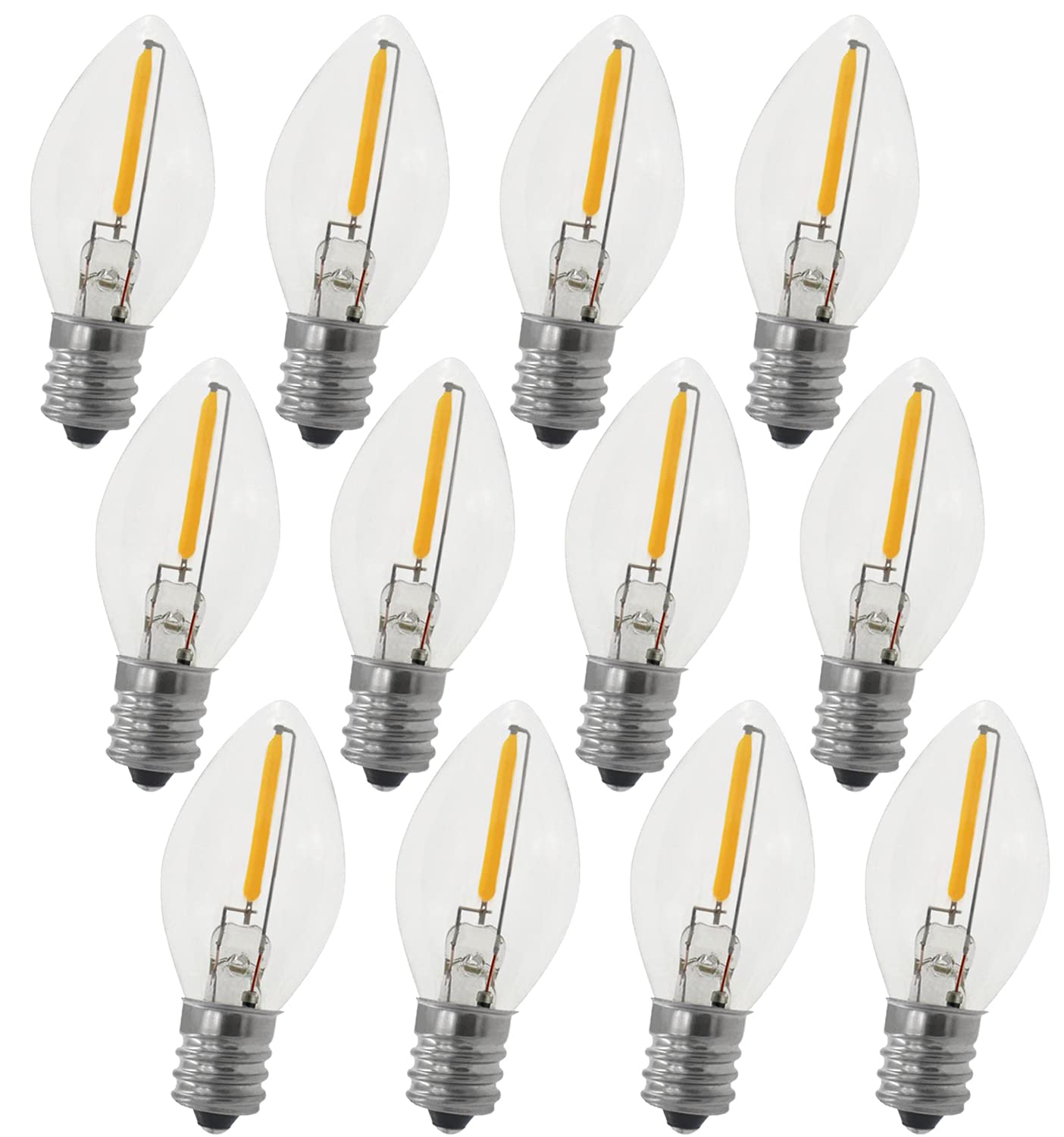 Myemitting Night Light Bulbs C7 Candelabra Led Light Bulbs 0.6W Equivalent To 7W White Warm 2700K Outdoor String Lights Waterpro