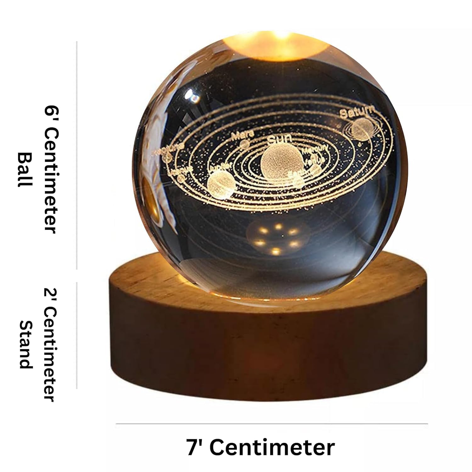 OPSUZY 3D Solar System Galaxy Crystal Ball Night Lamp - USB Table Colorful LED Wooden Crystal Ball for Home Decoration, Birthday