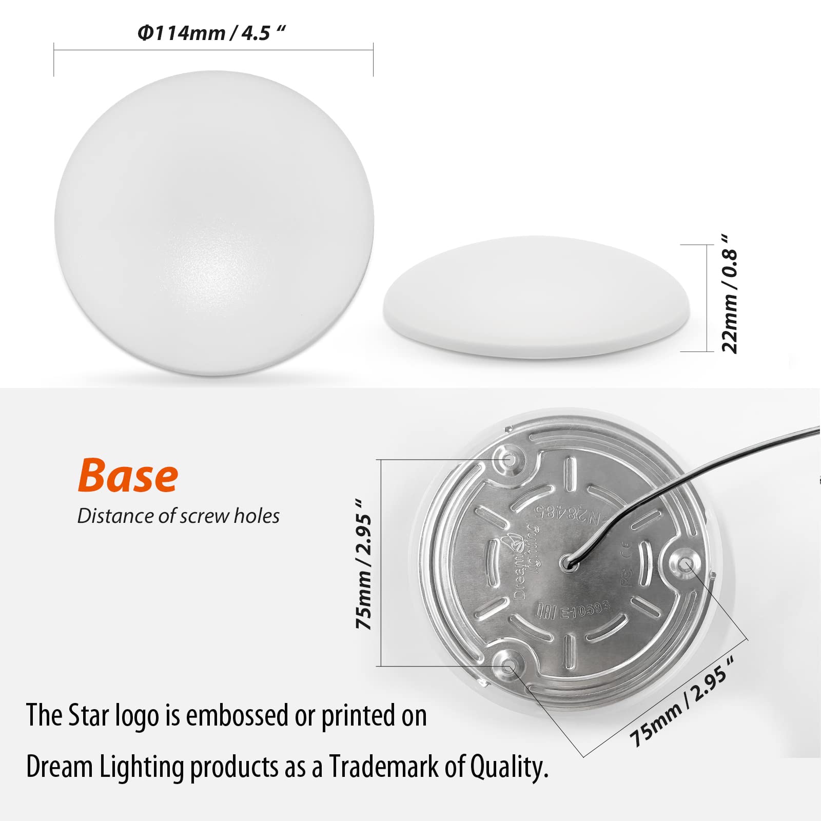 Dream Lighting 12V LED Ceiling Lights, 4.5 Inch, Cool White, Aluminum, Model 10X616264C, Pack of 10