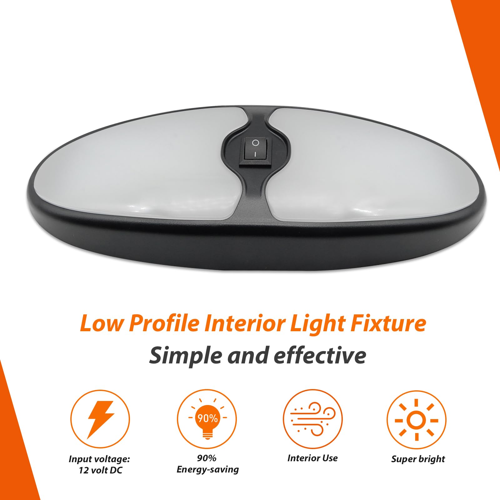 Dream Lighting 12V LED Ceiling Light Fixture, 7.4W, 3500K, 9", Black, Pack of 5