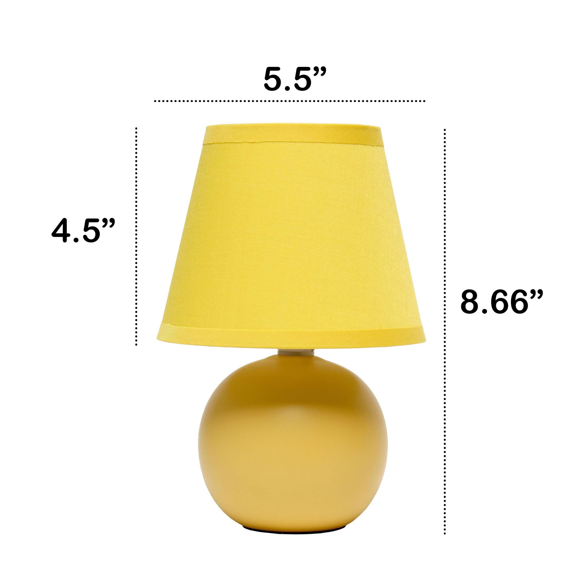 Creekwood Home Yellow Ceramic Orb Base Bedside Table Desk Lamp With Drum Shade 8.66&quot;
