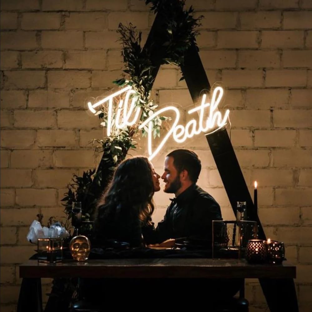 Til Death Neon Sign For Wall Decor Warm White Led Til Death Light Sign For Wedding Engagement Birthday Anniversary Proposal Party Til Death Do Us Party Decor Valentines Day Gifts