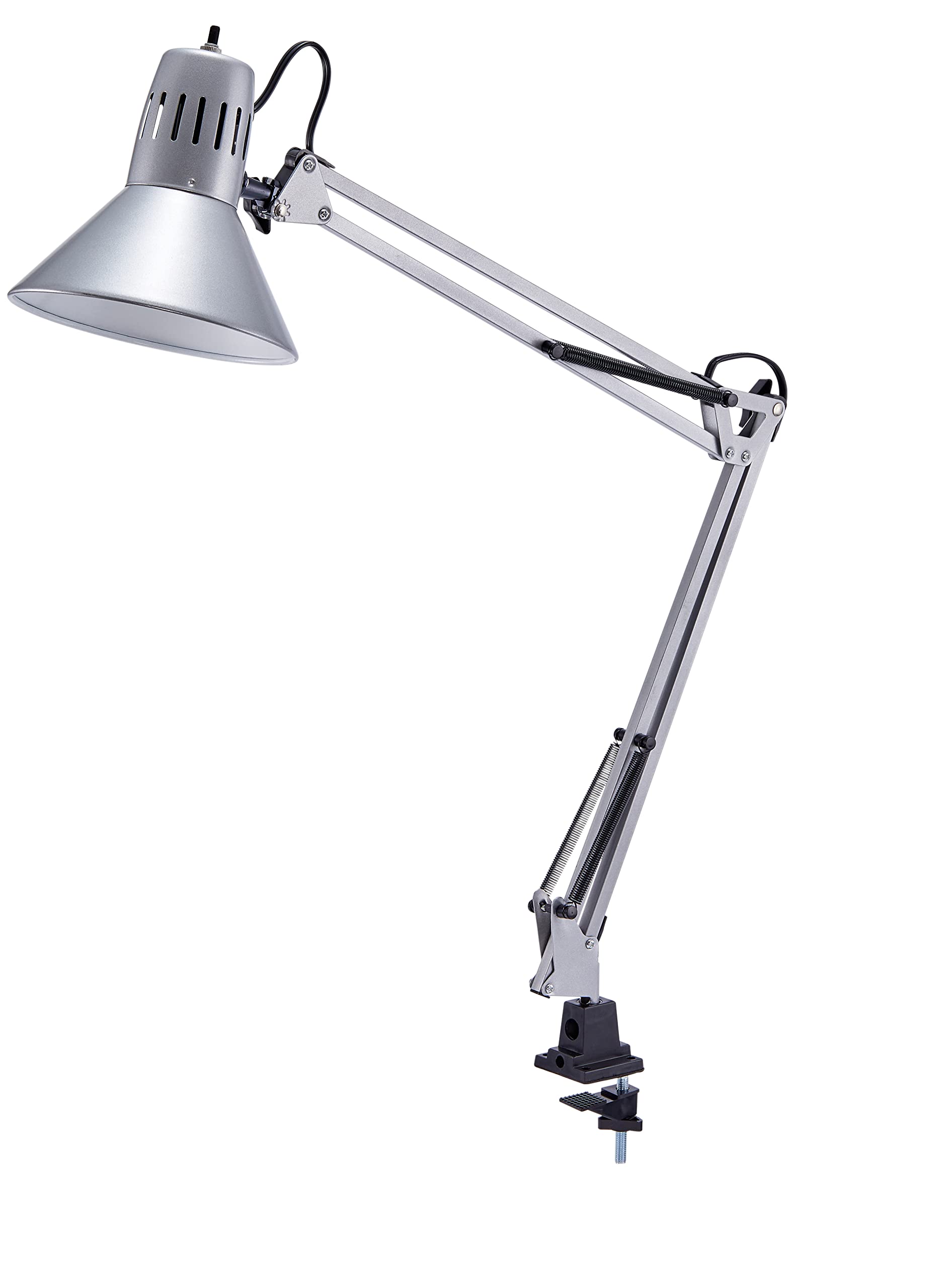 Bostitch Office Vlf100-Slv Swing Arm Desk Lamp With Clamp Mount, 36&quot; Reach With Multi-Joint Adjustment, Includes Replaceable Led Bulb (Vlf), Silver