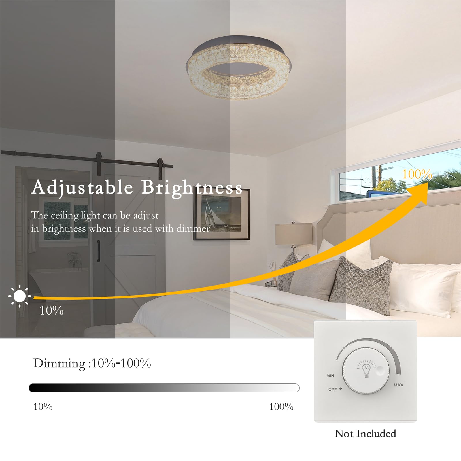 Qcyuui Flush Mount Ceiling Light 12.2In Modern Led Ceiling Light Round Led Light Fixture With Acrylic Lampshade Ceiling Lamp For Bedroom Kitchen Entryway Hallway Foyer Chrome 3000K