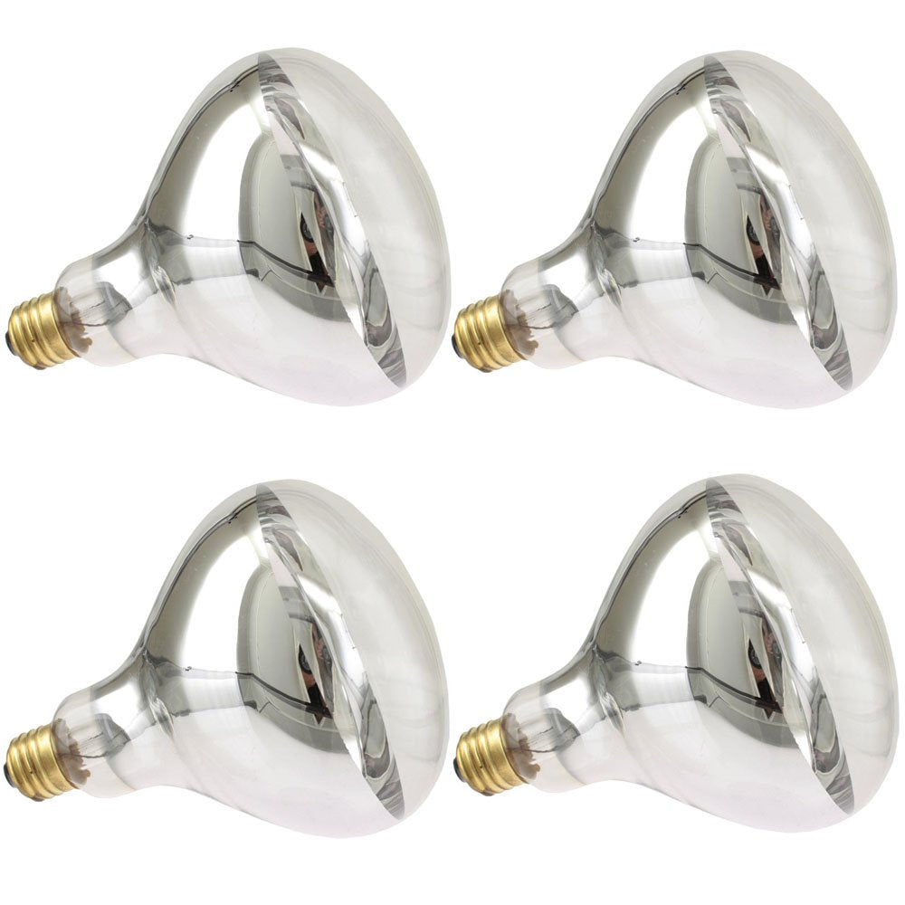 Industrial Performance 375R40/1 130V, 375 Watt, R40, Medium Screw (E26Sk) Base Flood Light Bulb Heat Lamp (4 Bulbs)