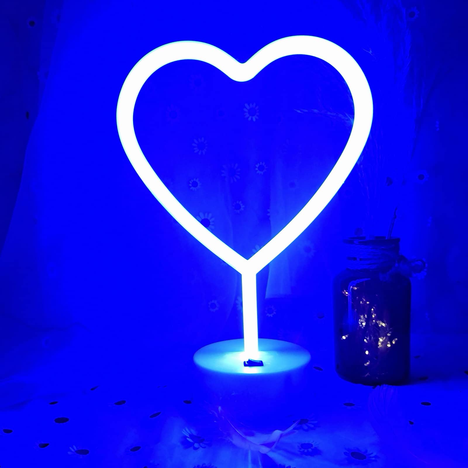 VIFULIN Heart Lights Led Light Sign Heart Shaped Neon Sign Heart, Heart Neon Sign with Base, USB/Battery Powered Heart Sign Hear