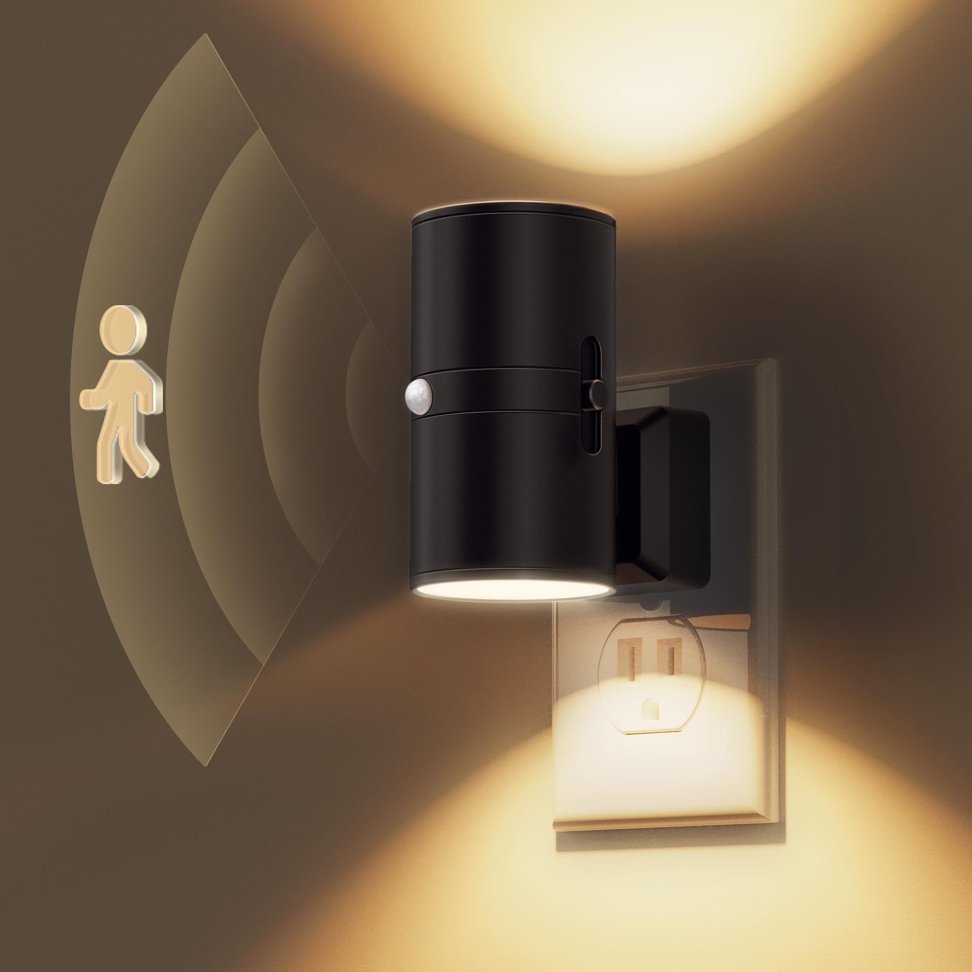 L LOHAS LED Motion Sensor Night Light Plug in, 2 Pack, Motion Activated Night Light, 0-100LM Dimmable, 3000K Soft White, Motion 