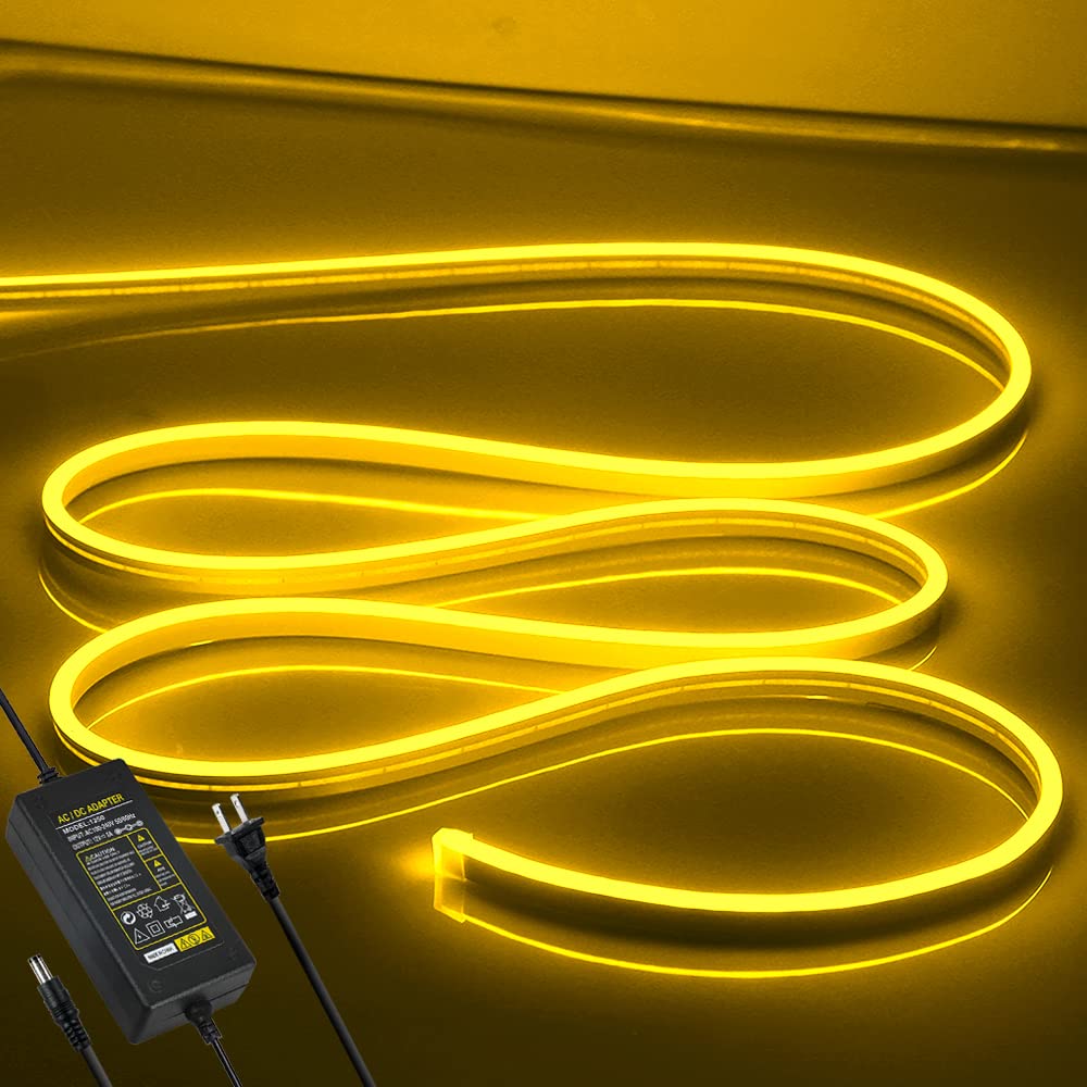 OWOFYDR Neon Rope Lights - Cuttable and Dimmable Neon Light Strip 16.4ft/5m Neon Led Strip Lights 12V for Lighting Decoration In