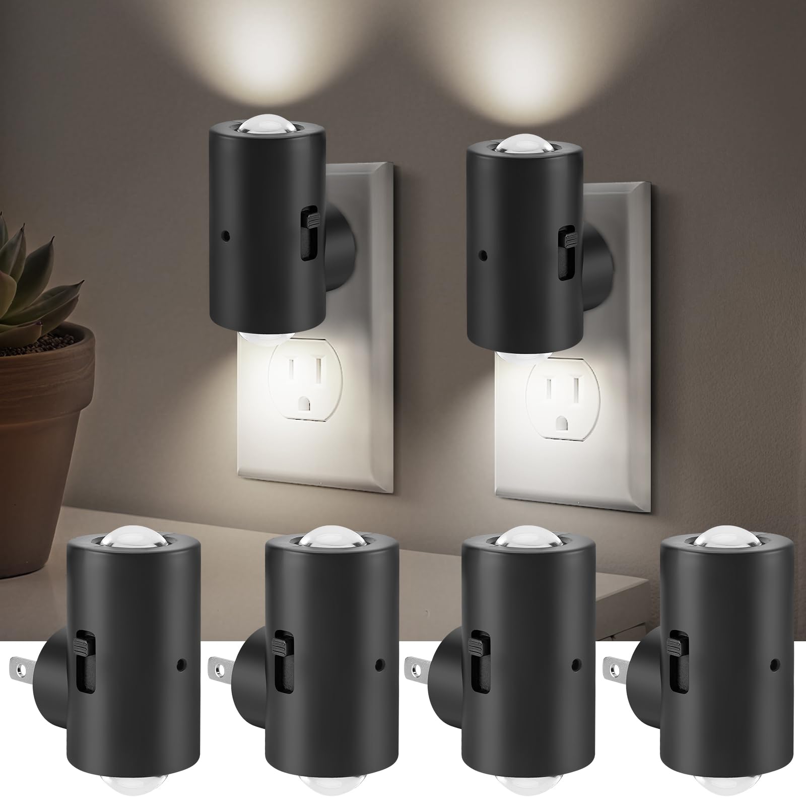 TSEXES LED Night Lights Plug into Wall,Dimmable Plug in Night Light,Dusk to Dawn,5000K Daylight,0-200LM Bright Nightlight Auto-O