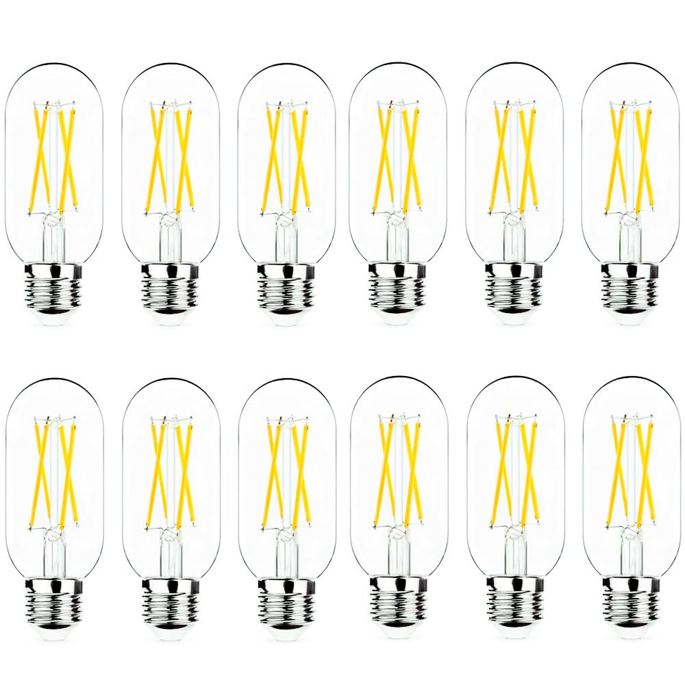 Notoc Dimmable E26 Led Light Bulb 6W,Equivalent 60W,E26 Tubular Light Bulb,Antique Clear Edison Filament Bulb 600 Lumens 5000K D