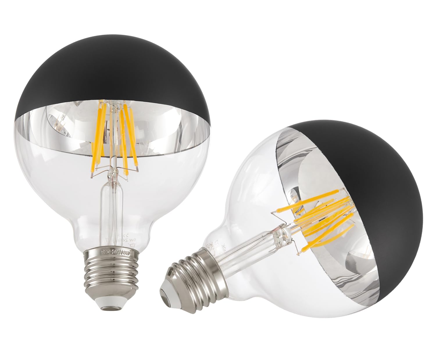 Karlunkoy Large Half Chrome Light Bulb,Dimmable 8W (80W Eqv.) Led Edison Bulbs,Anti-Glare G95/G30 Globe Shape Decorative Led Dec