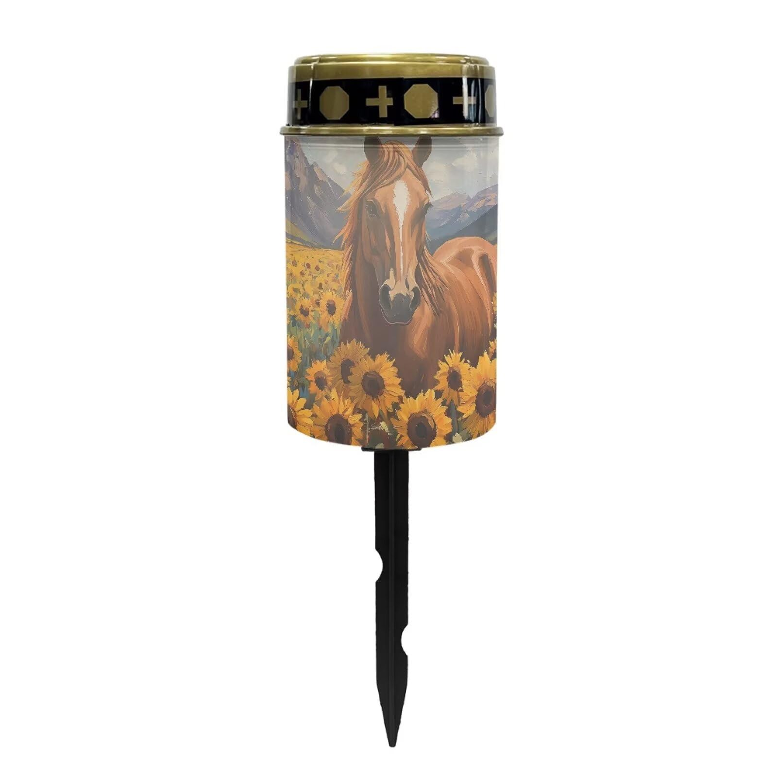 Psesaysky Horse Sunflower Solar Stake Lights Yard Lawn Solar Powered Lights Cemetery Decorations Driveway Markers Patio Accessor