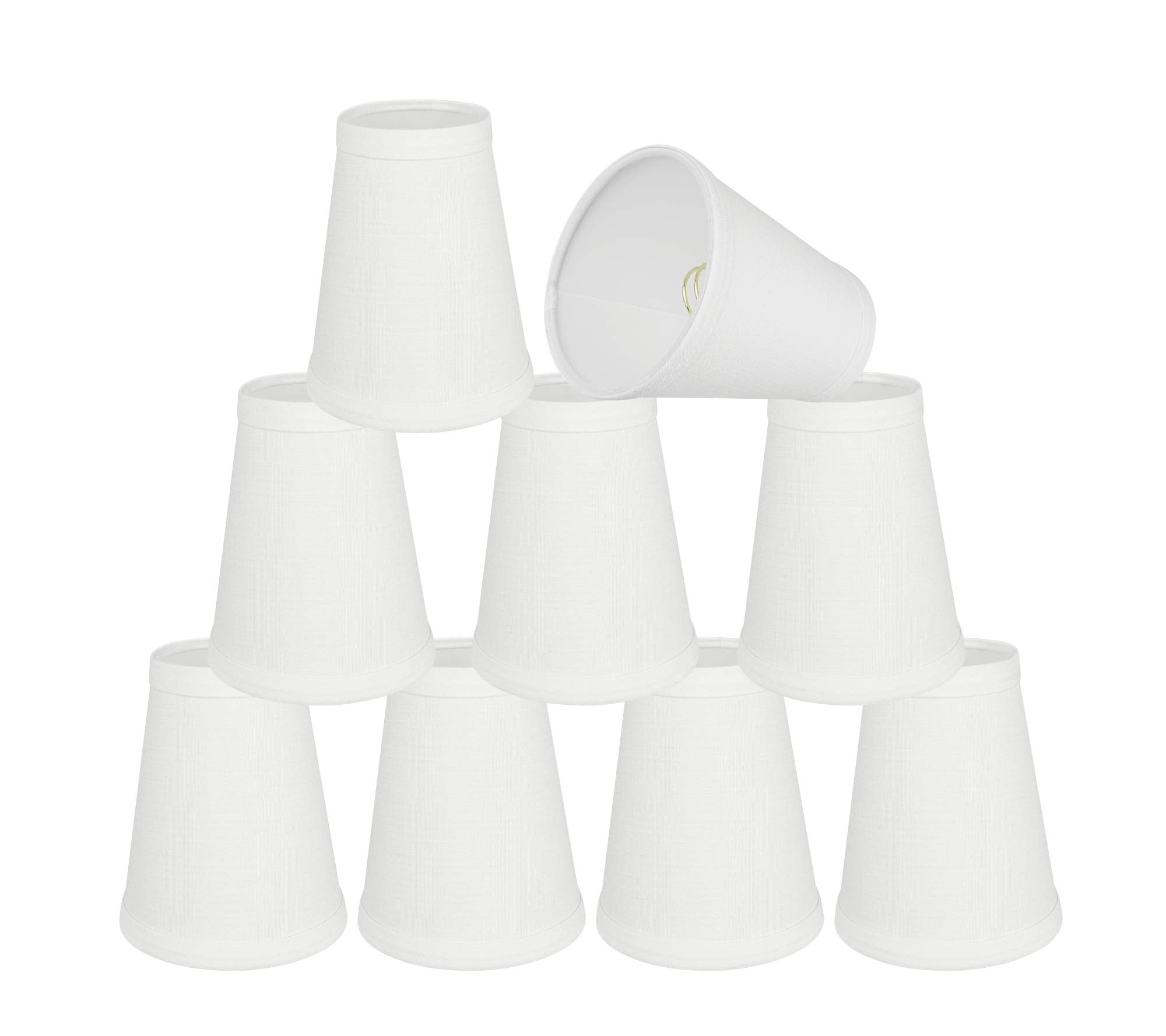 Aspen Creative 32080-9 Small Hardback Empire Shape Chandelier Clip-On Lamp Shade Set (9 Pack), Transitional Design in Off White, 4&quot; bottom width (2.5&quot; x 4&quot; x 5&quot;)