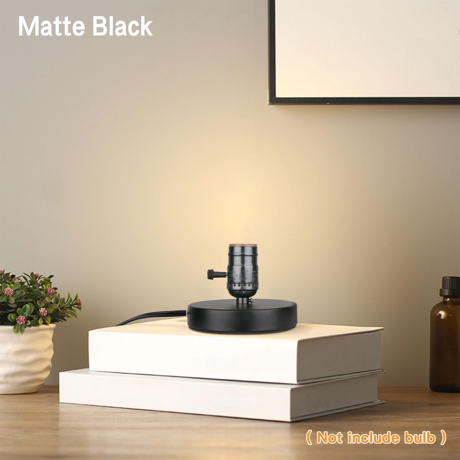 Zevnico Vintage Table Lamp Base Only Without Shade, Mini Basic Edison Exposed Light Bulb Stand, E26 E27 Short Edison Desk Lamps