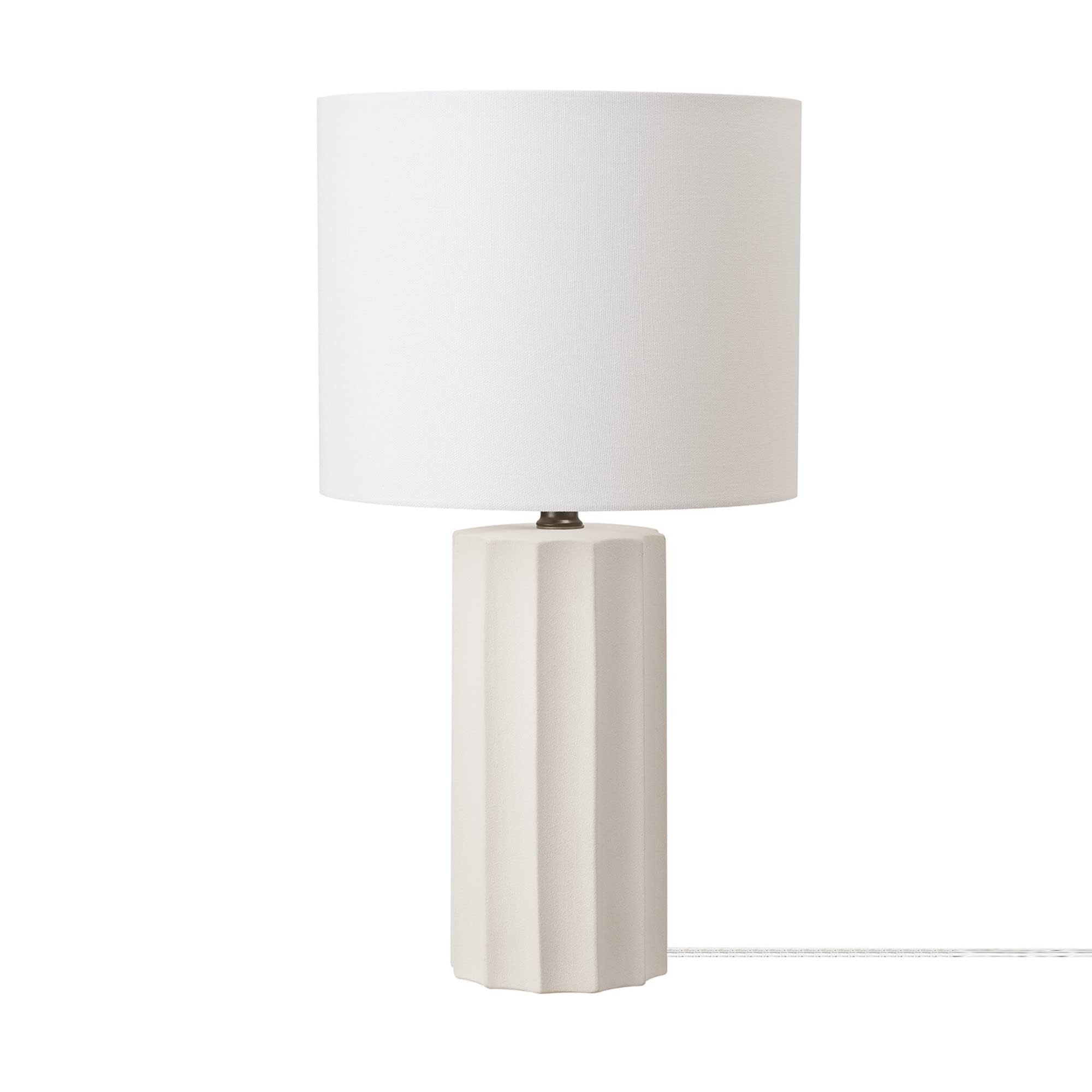 Globe Electric 65922 20'' Table Lamp, Ribbed Concrete Finish, White Linen Shade
