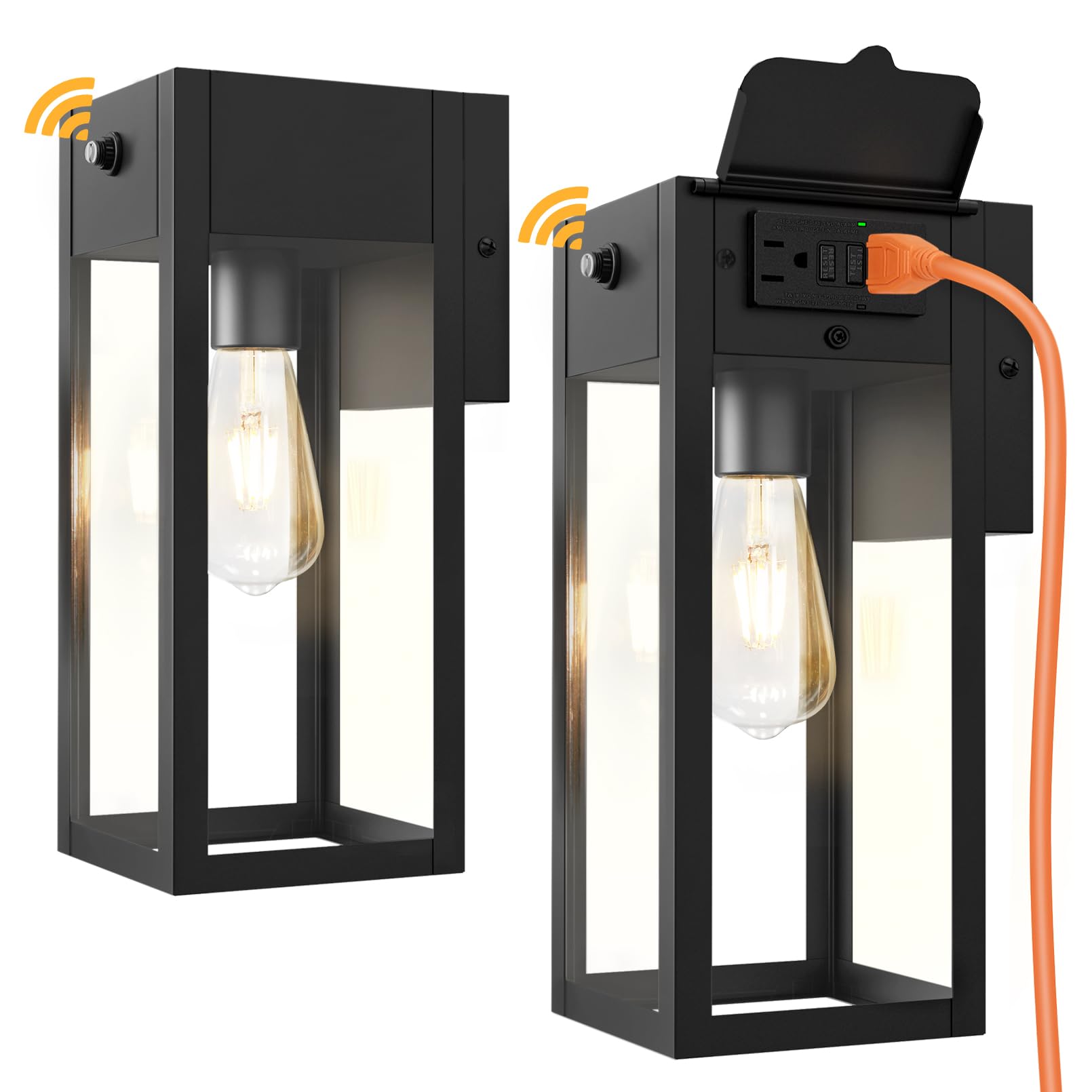 OYKYOHEI Dusk to Dawn Outdoor Light Fixtures Wall Mount, Outdoor Porch Lights with Outlet, Dusk to Dawn Outdoor Lighting for Doo