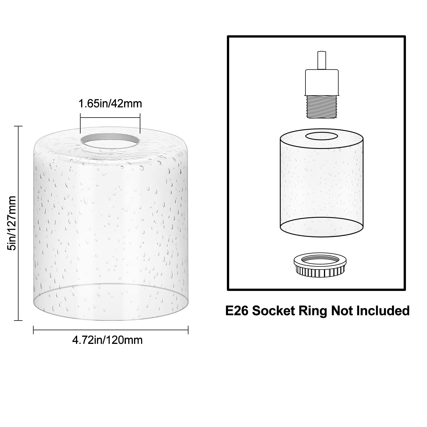 Seeded Glass Shade Cylinder Glass Lamp Shade Replacement Glass Shade