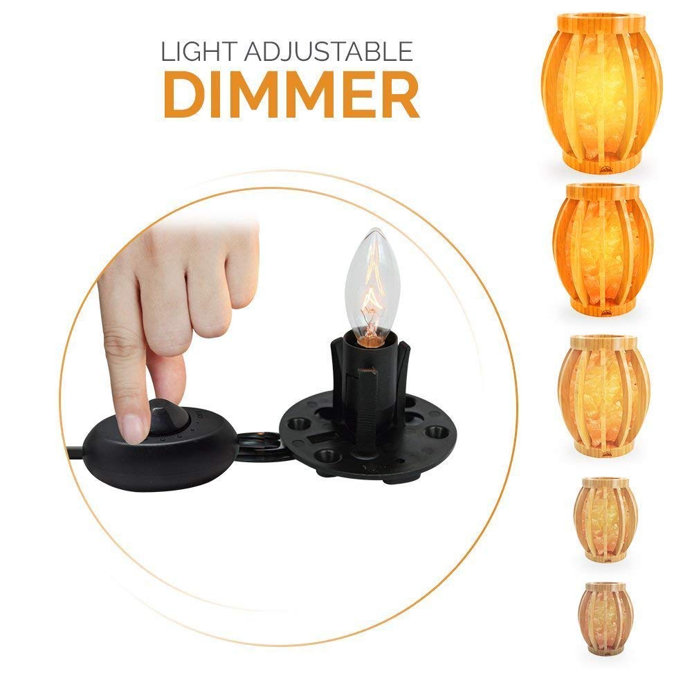 Himalayan Glow Bamboo Basket Night Light Lamp, ETL Certified, Pack of 2, Pink Salt Chunks, Warm Amber, Model 1348B, Orange