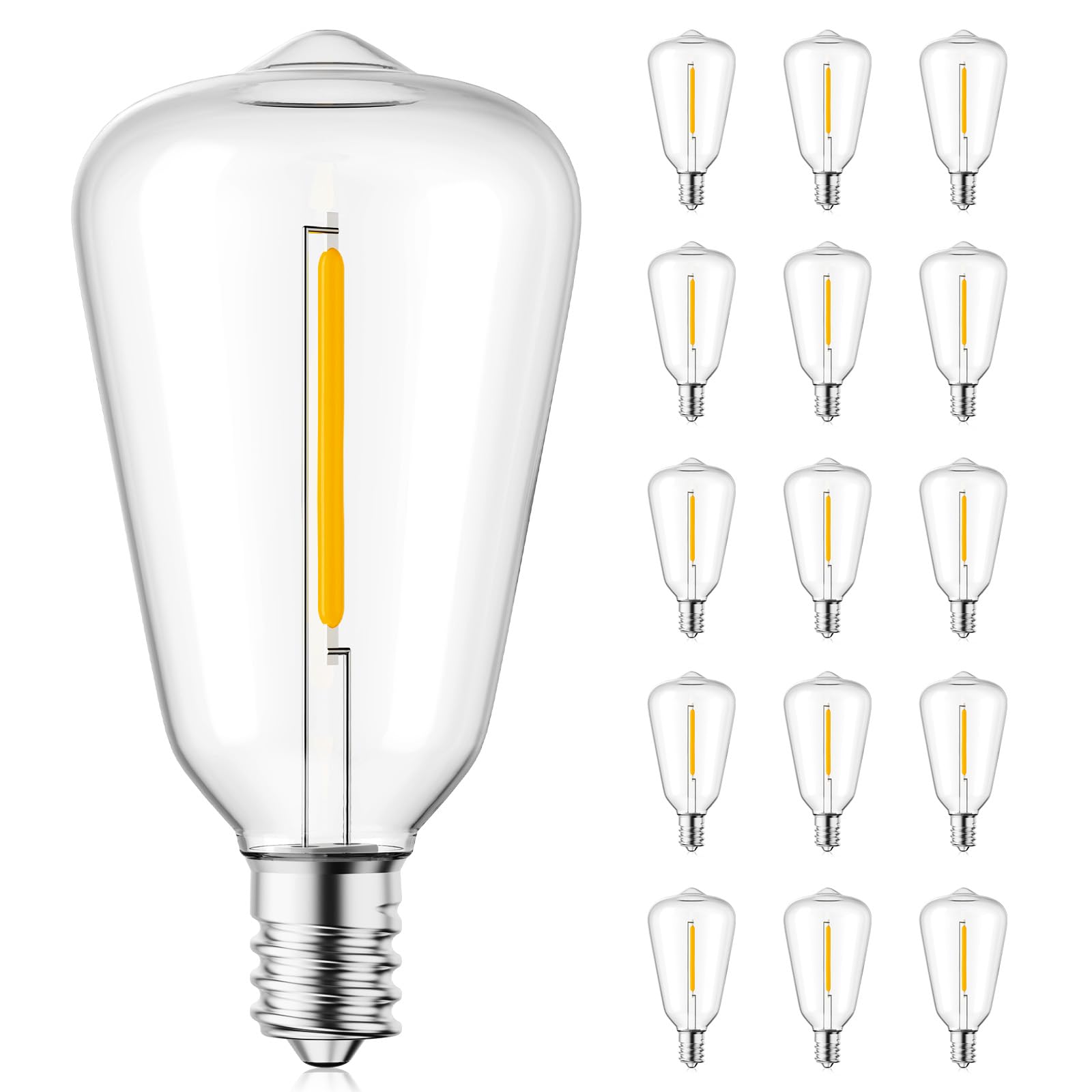Minetom 15 Pack St38 Led Light Bulbs, Outdoor String Light Replacement Bulbs Equivalent To 7W Incandescent Bulb, Shatterproof Ed