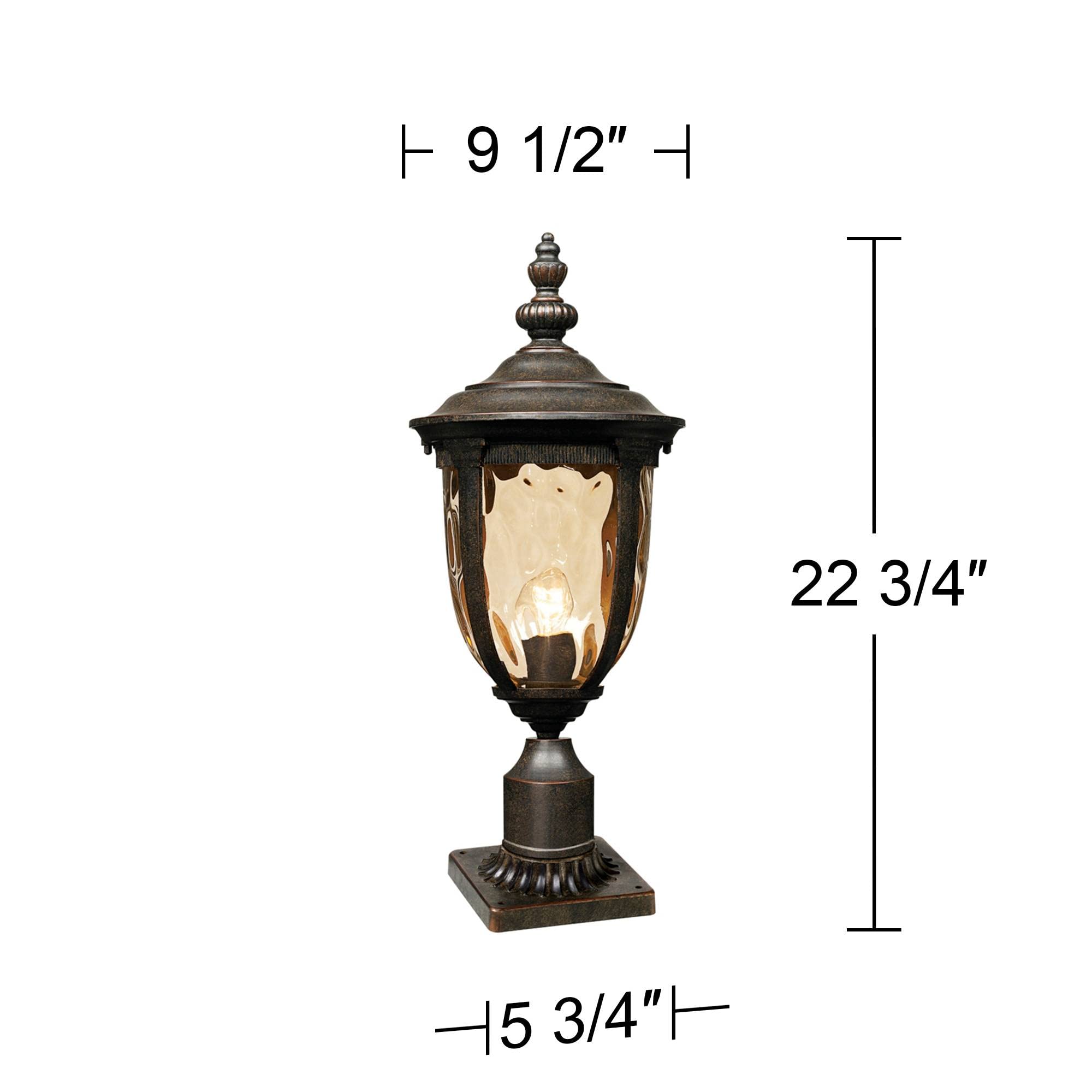 John Timberland Bellagio Outdoor Post Light Fixture, 25" Tall, Brown Metal, Glass, Ideal for Porch, Patio, Deck, Garden, Driveway