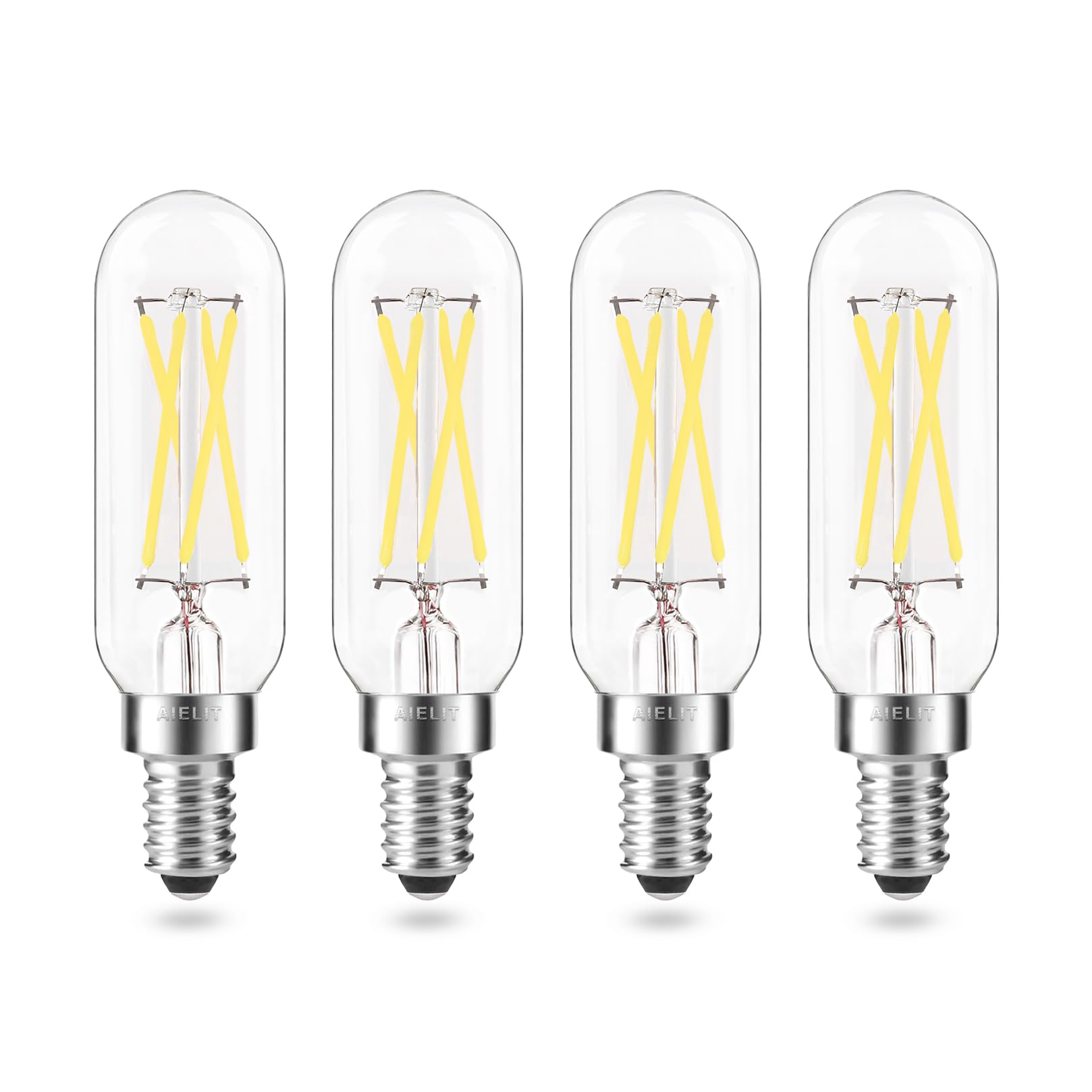 Aielit T8/T6/T25 E12 Led Light Bulbs 40-Watt Equivalent, Natural White 4000K, Clear Glass, Tubular 4W Dimmable Led Filament Bulb