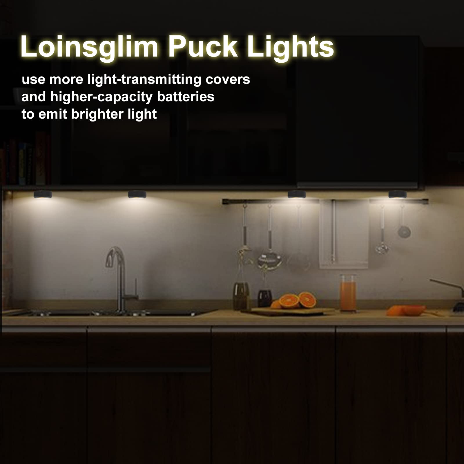 Loinsglim Puck Lights With Remote Control, Wireless Led Puck Light For Kitchen,Battery Operated Under Cabinet Lights, Under Coun