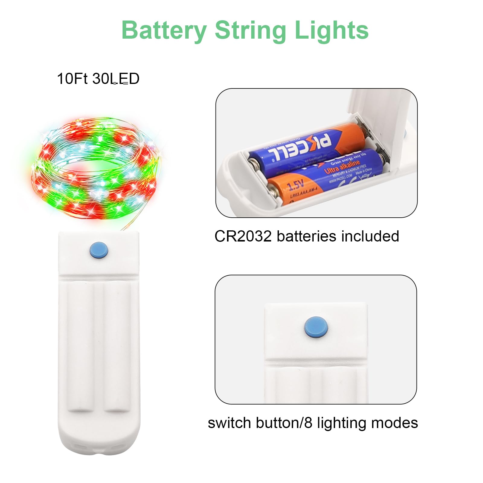 ZNYCYE 10 Pack Fairy Lights Battery Operated, 10 Ft 30 LED Fairy Lights with Timer, 8 Modes Christmas Lights, Fairy Lights Water