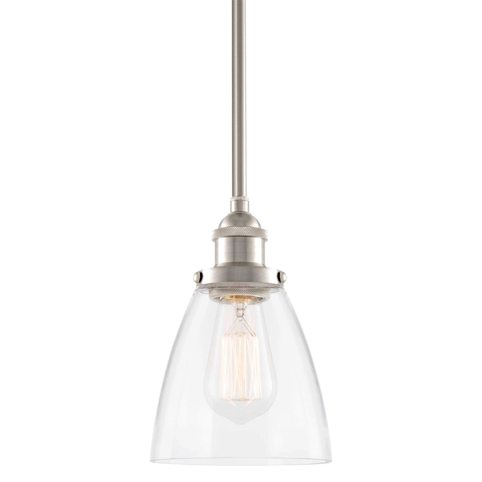 Kira Home Vintage Industrial Pendant Light, Dimmable, Adjustable Height, Brushed Nickel, Model RV-CP6962-BN