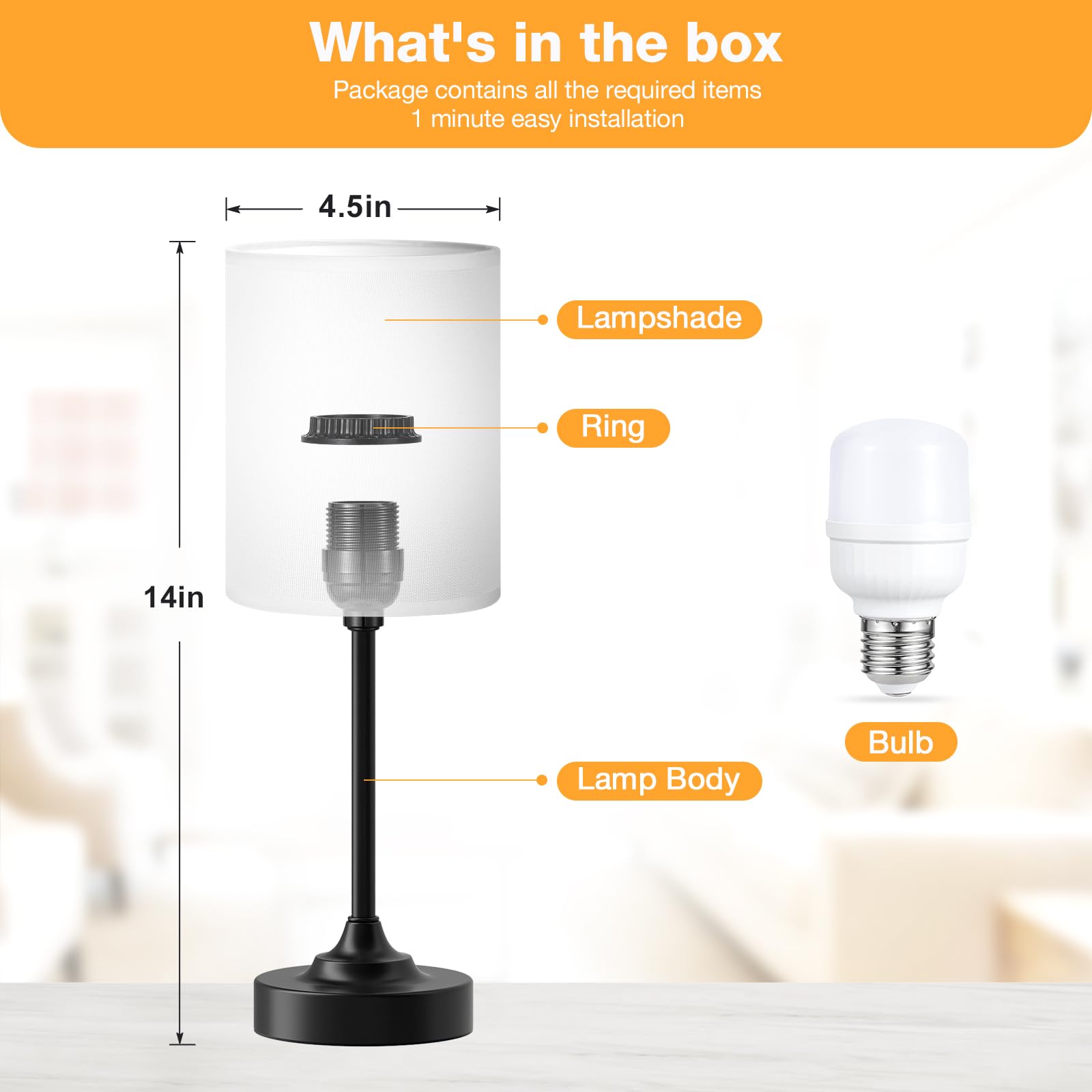 Fenmzee Touch Nightstand Bedroom Lamp - 3 Way Dimmable Bedside Lamp, Small Table Lamp Linen Lampshade For Office Desk, Led Bulb