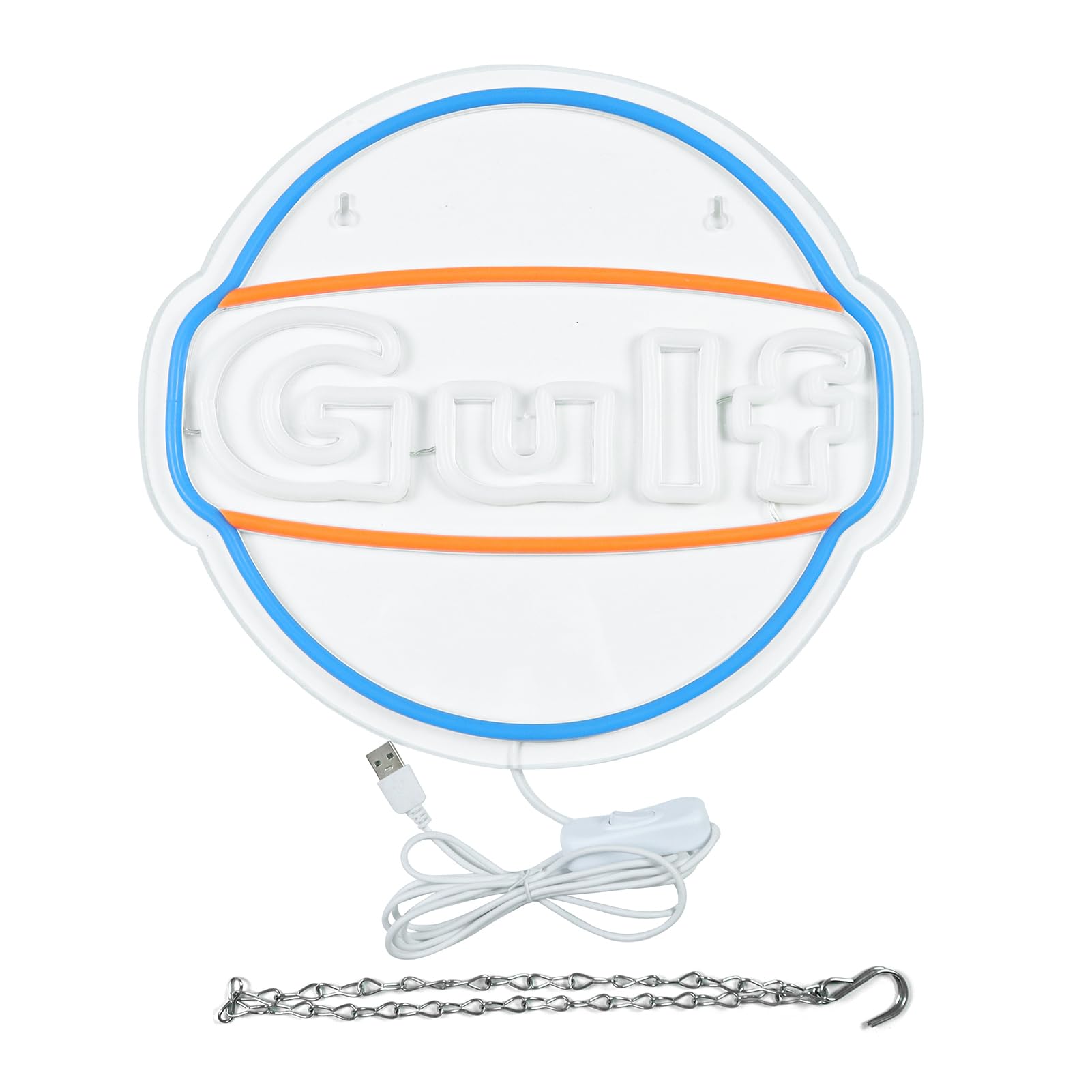 Wonderfullife Gulf Neon Sign For Garage Decor Led Signs For Bar Man Cave Wall Decor Lube Store Or Gasoline Station Display Lighting Easy Hanging.