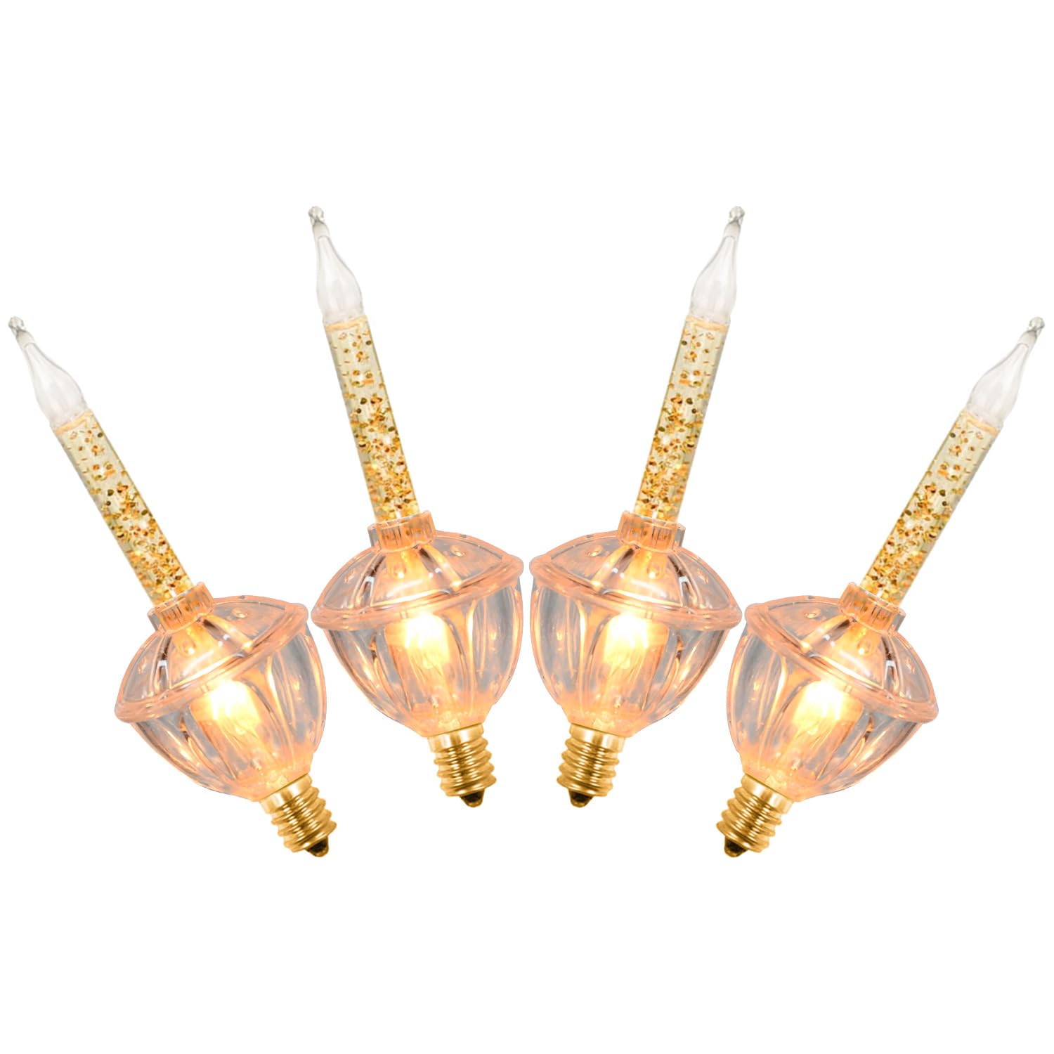 Sotopoo 4 Pack Vintage Christmas Clear Bubble Bulbs Replacement With Golden Glitter, For Christmas Tree Lights Replacement Bulbs