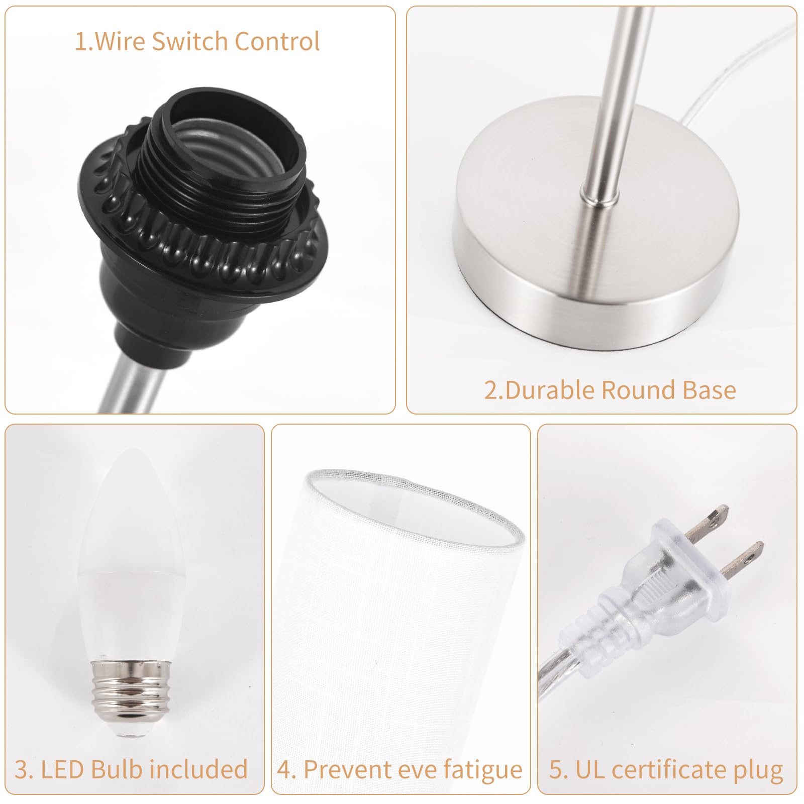 Rislg 2 Pack Small Table Lamp For Bedroom, Bedside Lamp For Nightstand, Minimalist Modern Desk Lamp With Linen Fabric Shade For