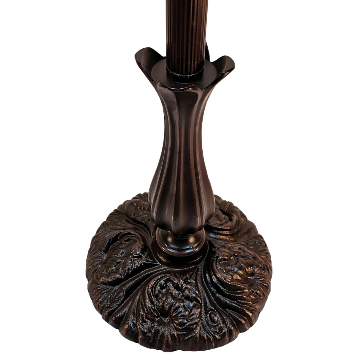 HomeRoots Floor Lamp - Traditional Brown Design with White Geometric Stained Glass Dome Shade - 72 x 11 x 11 in.