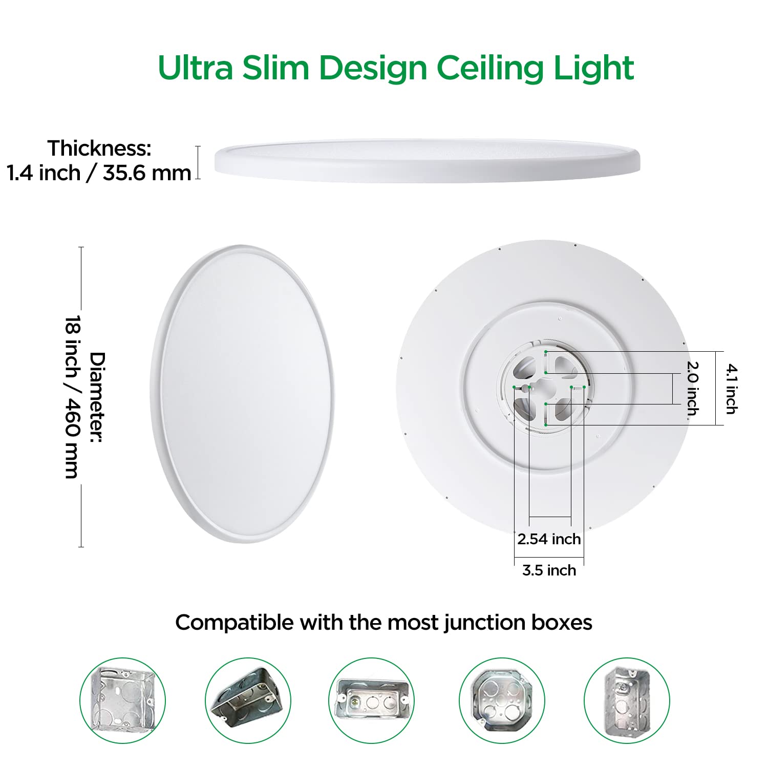 Taloya 18 Inch Flush Mount Light Fixture Led,Compatible With Alexa Google Assistant Smart Life App,Sleek Round Ceiling Fixture,3