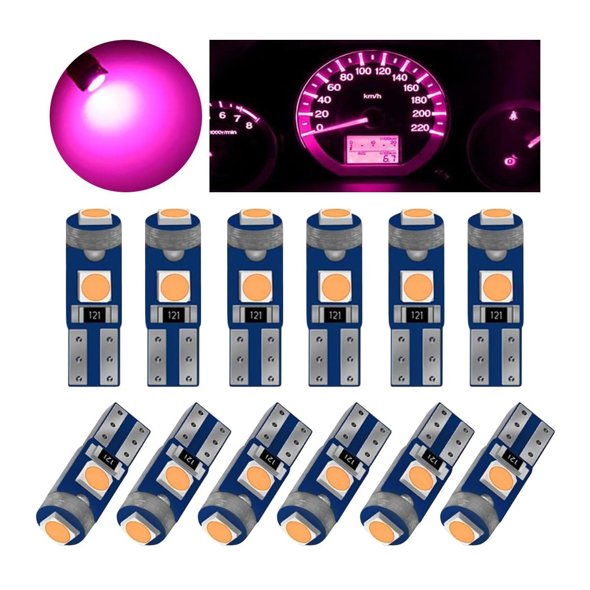 GLSOWEE T5 LED Bulbs, 74 73 37 2721 LED Bulb 12 Volt Replacement, Bright Canbus Error Free, Compatible with Auto Car Gauge Clust