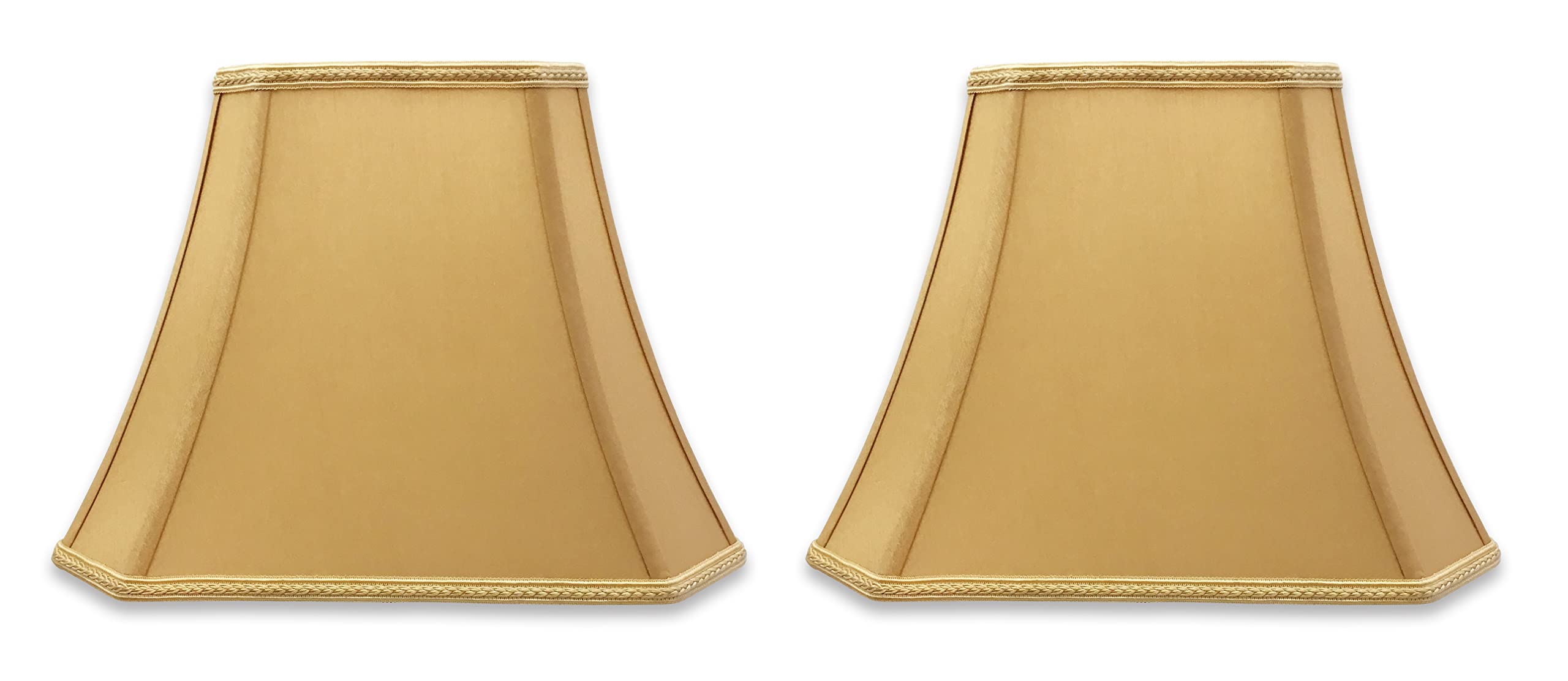Royal Designs, Inc. Designer Bell Lamp Shade Set of 2, Medium Faux Silk, 8x16x12, Antique Gold, Model DSO-68-16AGL-2