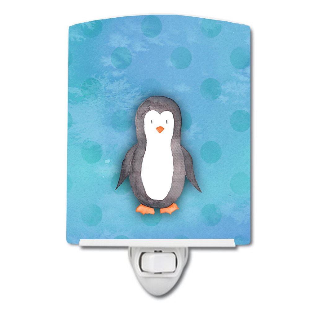 Carolines Treasures BB7376CNL Polkadot Penguin Watercolor Ceramic Night Light Compact, ULCertified, Ideal for Bedroom, Bathroo