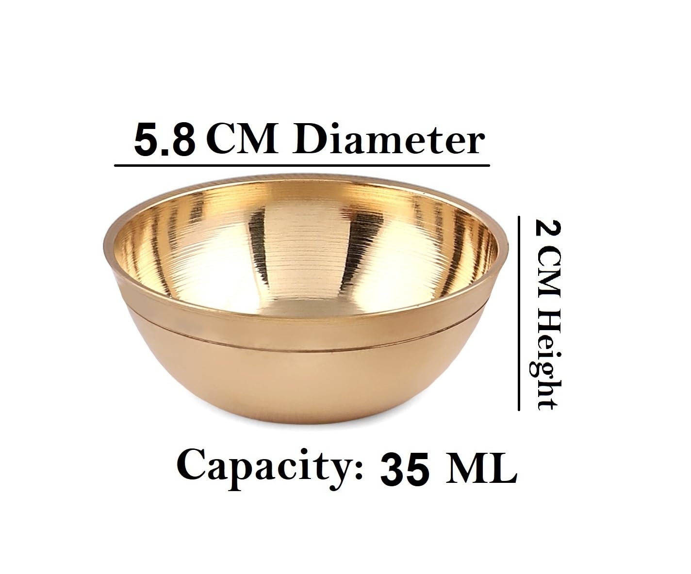 Kanshitas Rasoiware Brass Diya,Round Puja Katori (Size - 35ml) Set of 6