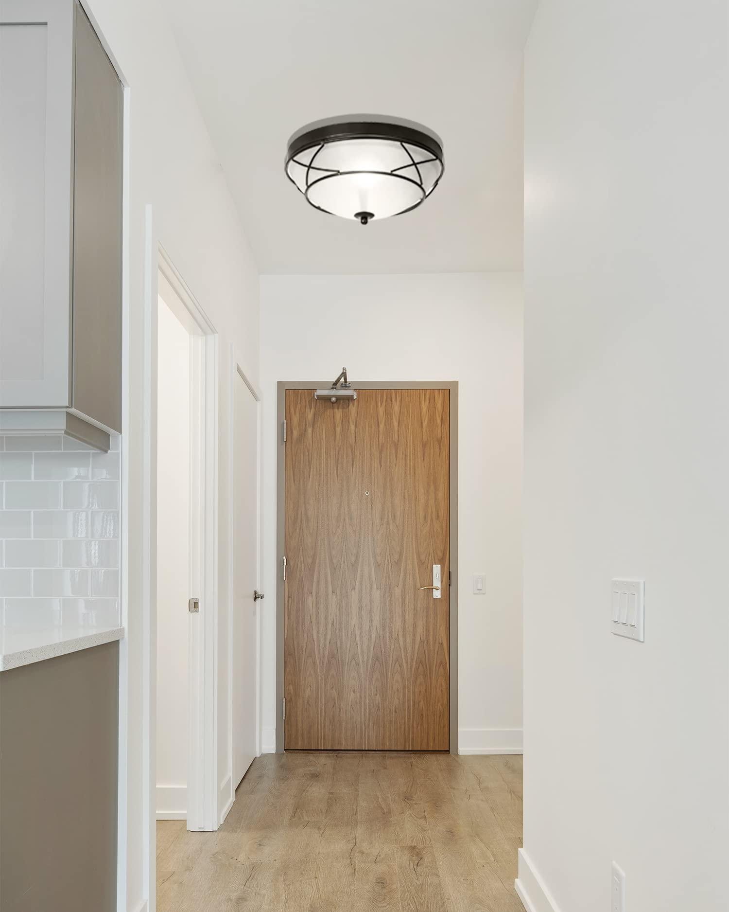 LOCLGPM Black Classic Dome Ceiling Light, 2-Light Flush Mount, Frosted Glass, Bronze Finish, Ideal for Indoor/Outdoor Use