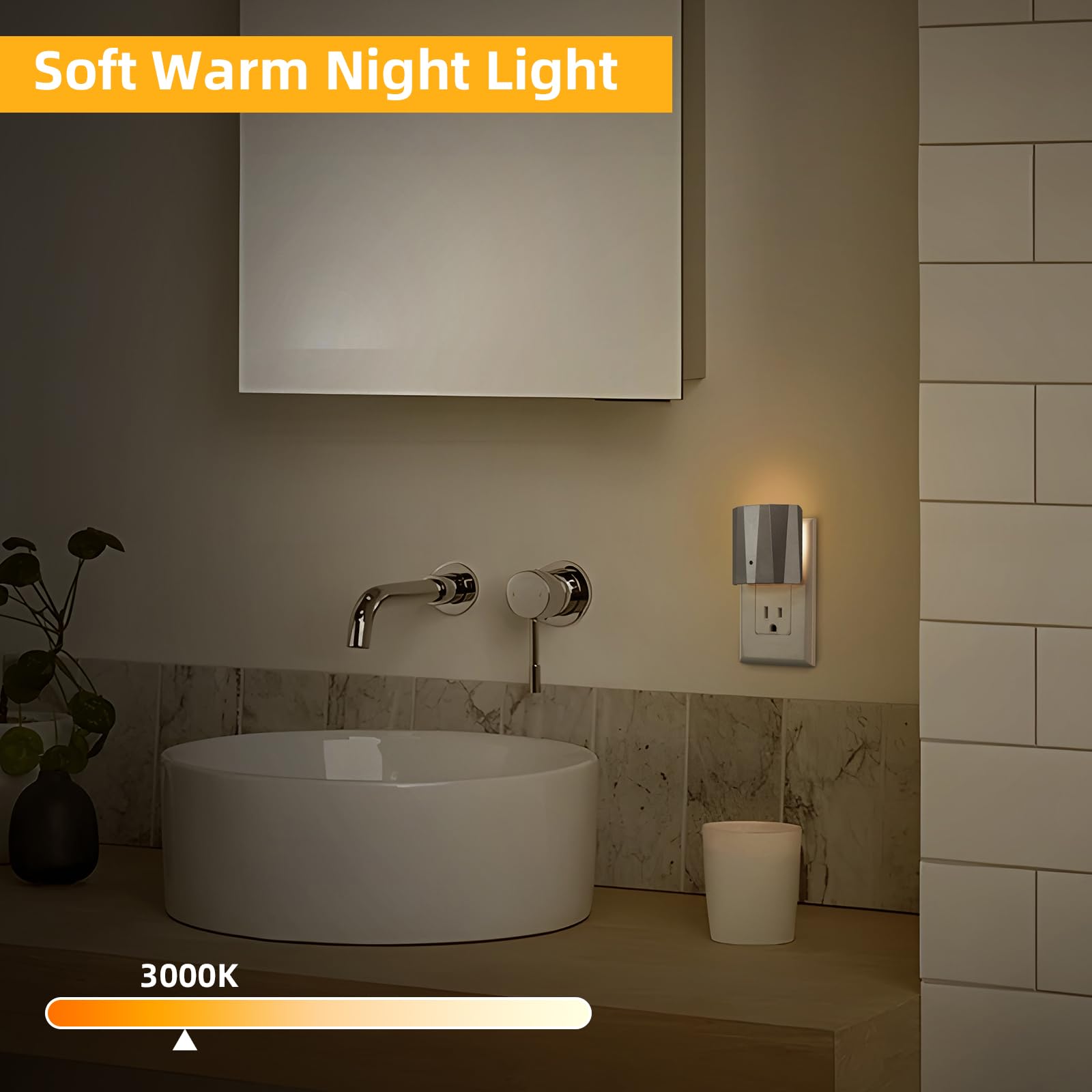 Dawnrise Plug In Night Lights For Wall,Dawn To Dusk Night Light With 3000 K/5 Lm,Decorative Nightlights For Bedroom,Kids Room,Ha