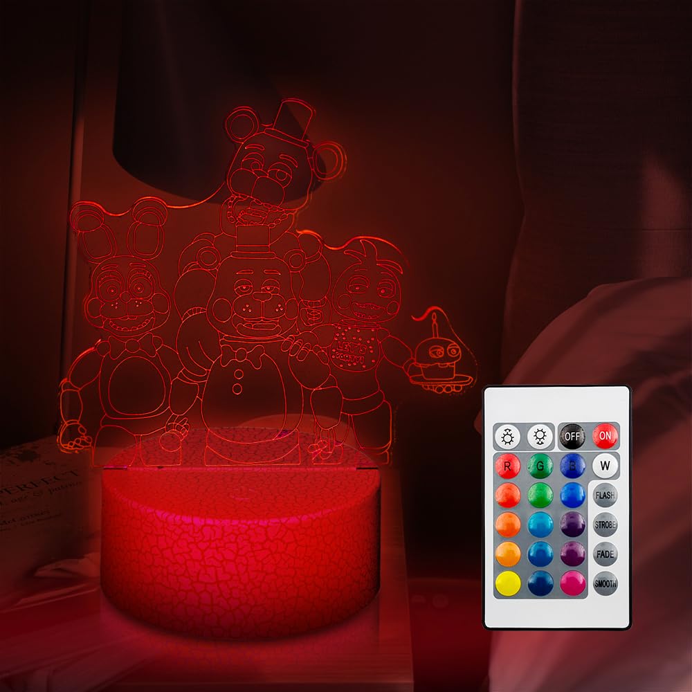 Gooddeyun Kids Toys 3D Night Light Superhero Christmas Gift Birthday 3D Illusion Lamp For Kid Girl Boy Room Decor  16 Colors Remote Control (Five Nights)